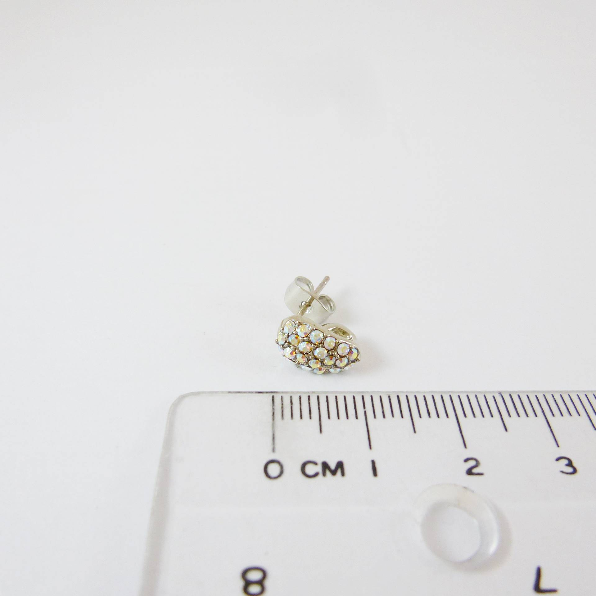 銅鍍正白K色蛋形鑲鑽純銀耳針-白彩