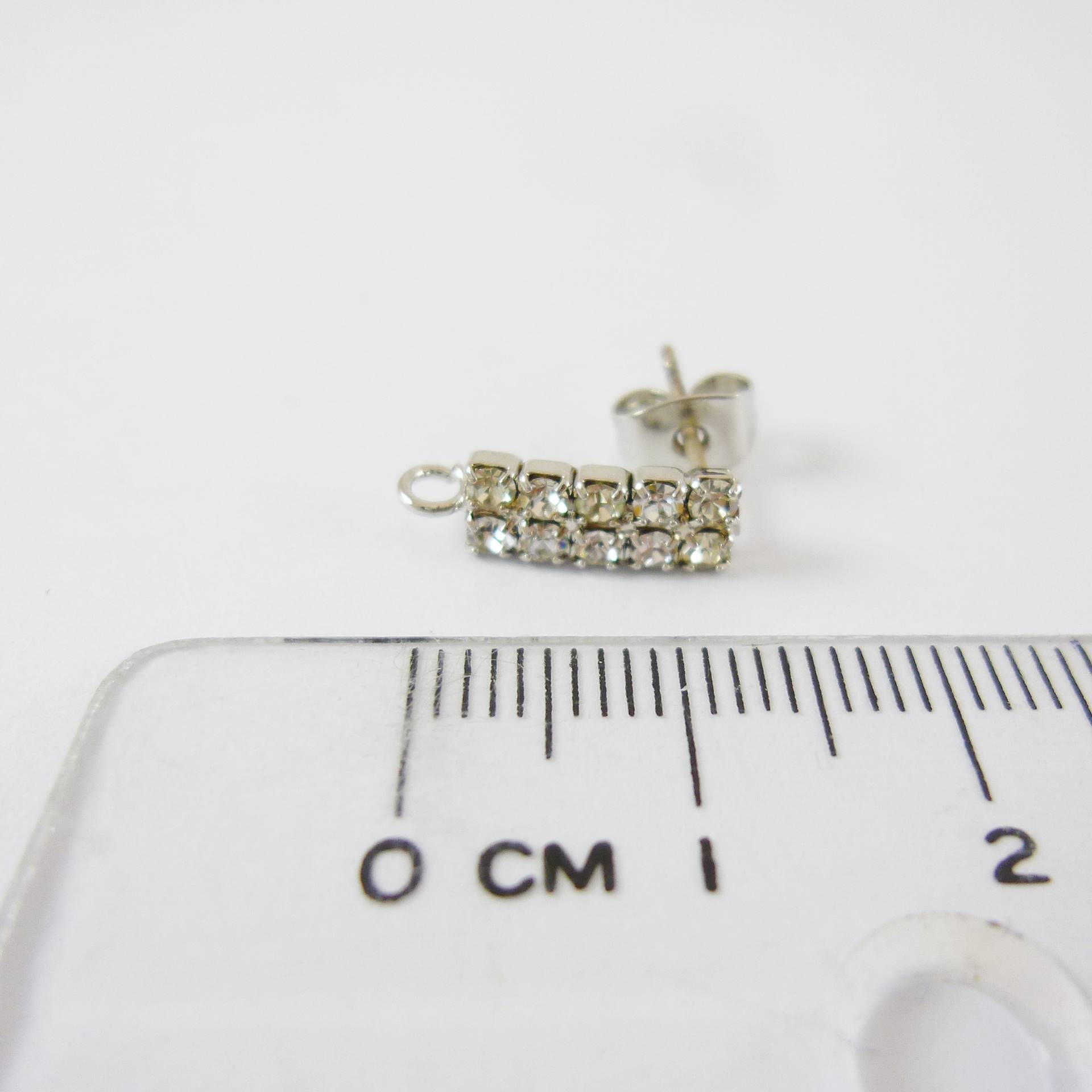 銅鍍正白K色雙排鑲鑽純銀耳針