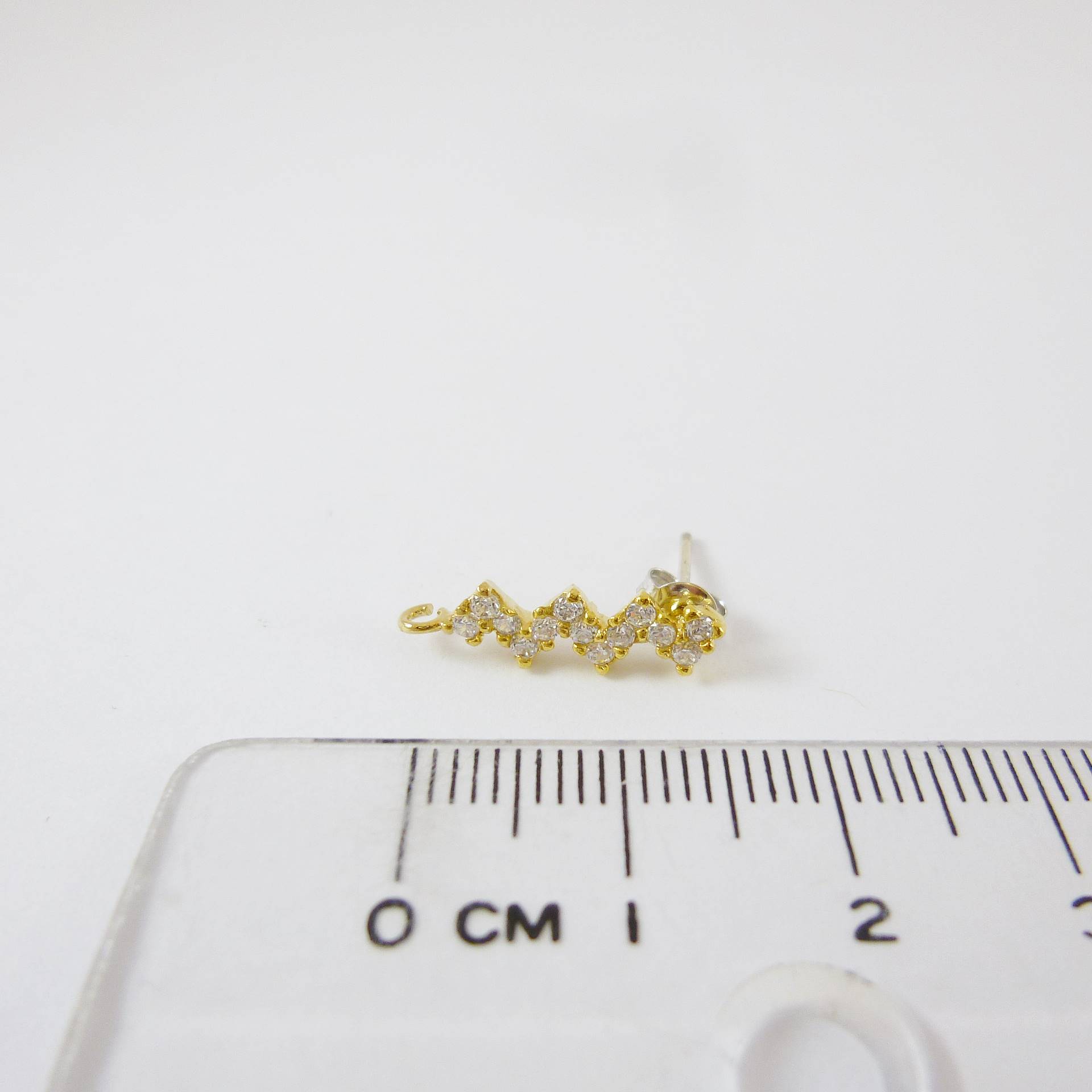 金色雙S鑲鑽純銀耳針