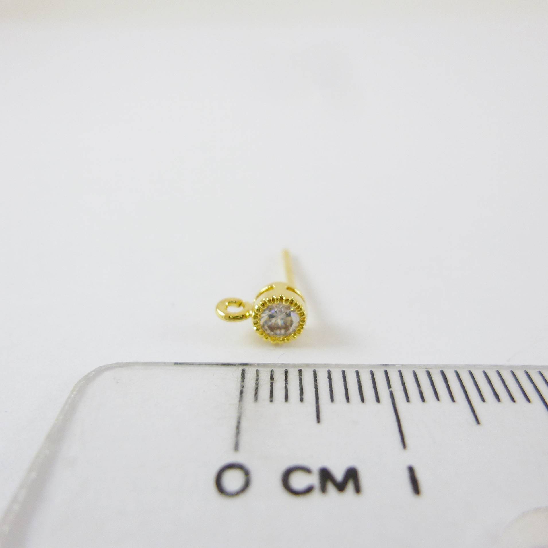 銅鍍金色橫洞單鑽耳針