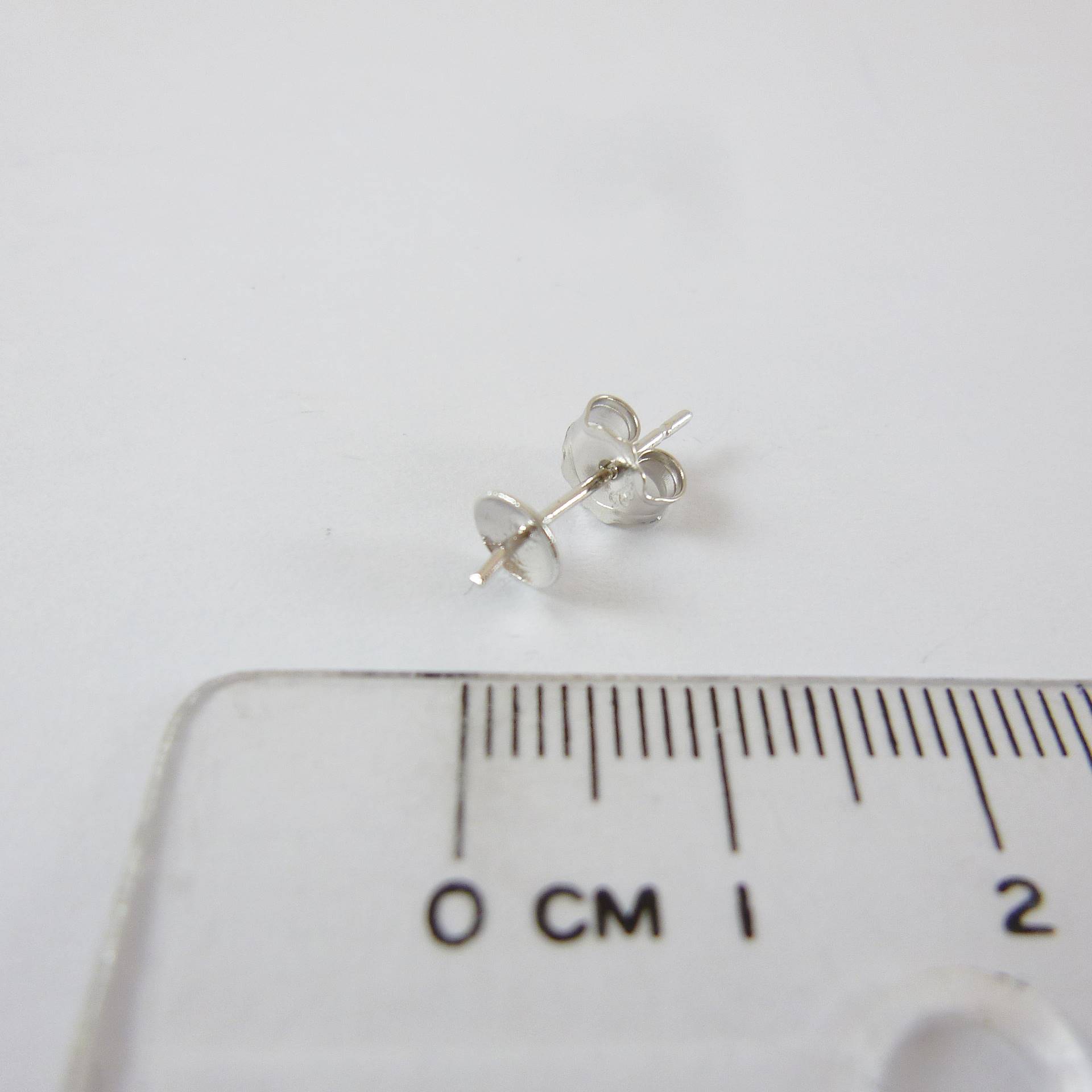 純銀鍍白K色圓凹盤附黏針耳針