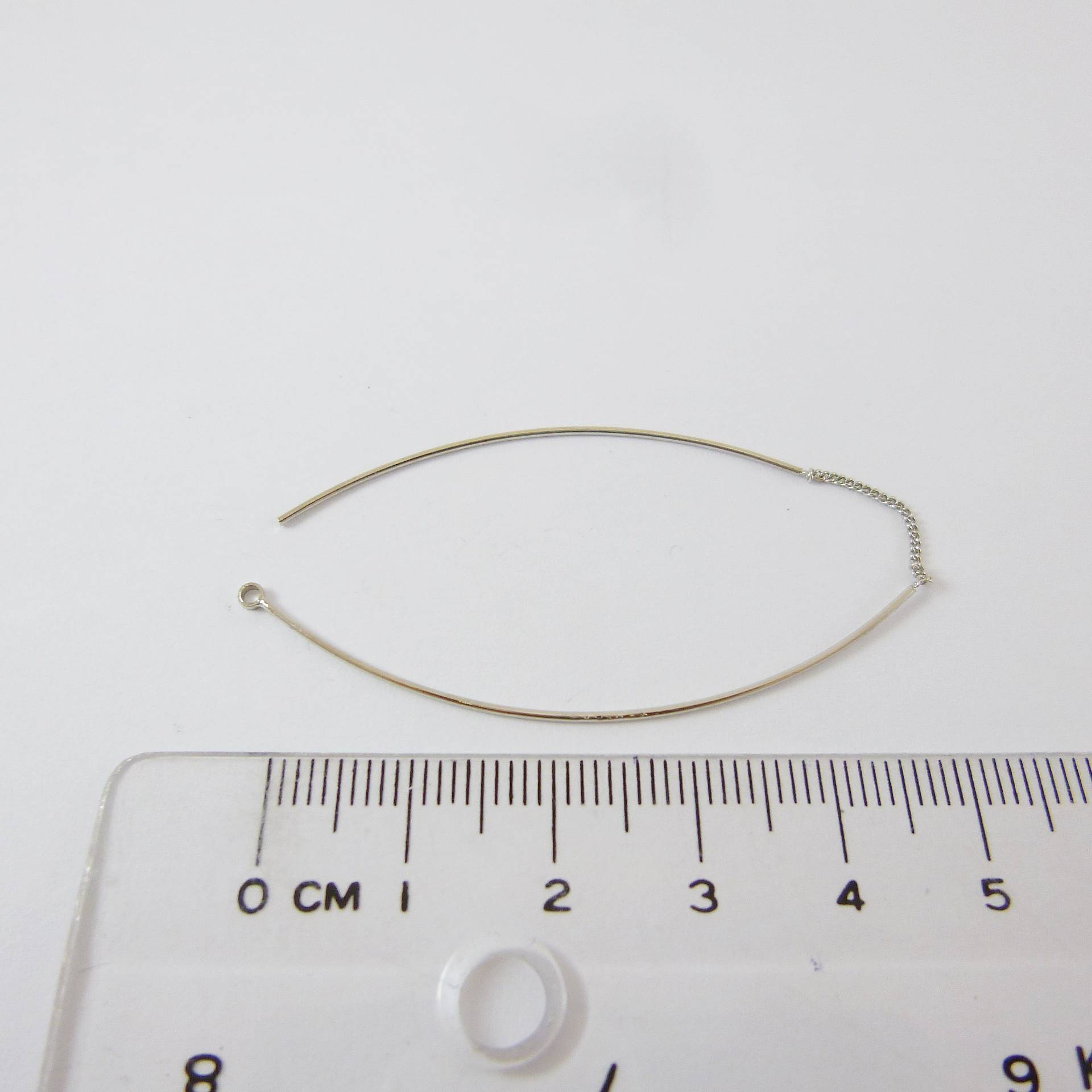 銅鍍正白k色單孔雙弧形耳針