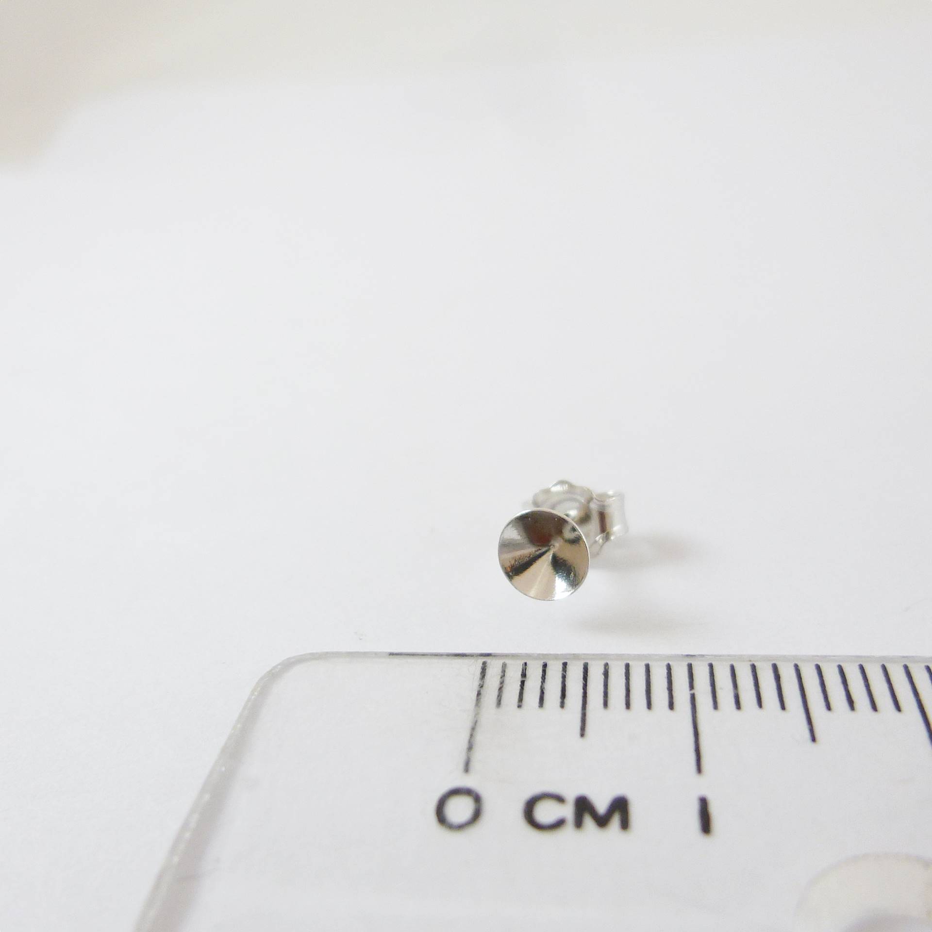 純銀鍍正白K色圓錐形耳針-5mm