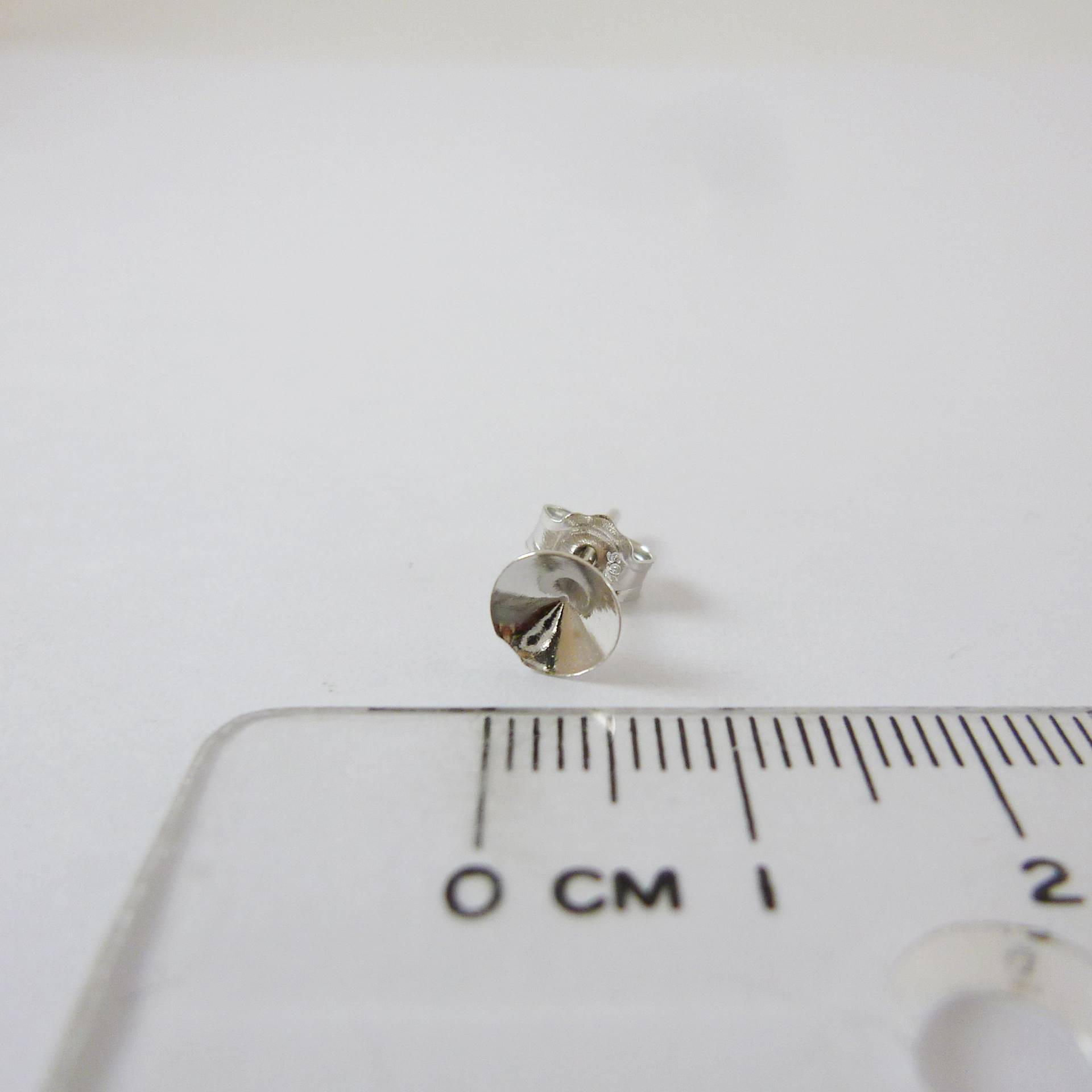純銀鍍正白K色圓錐形耳針-6mm