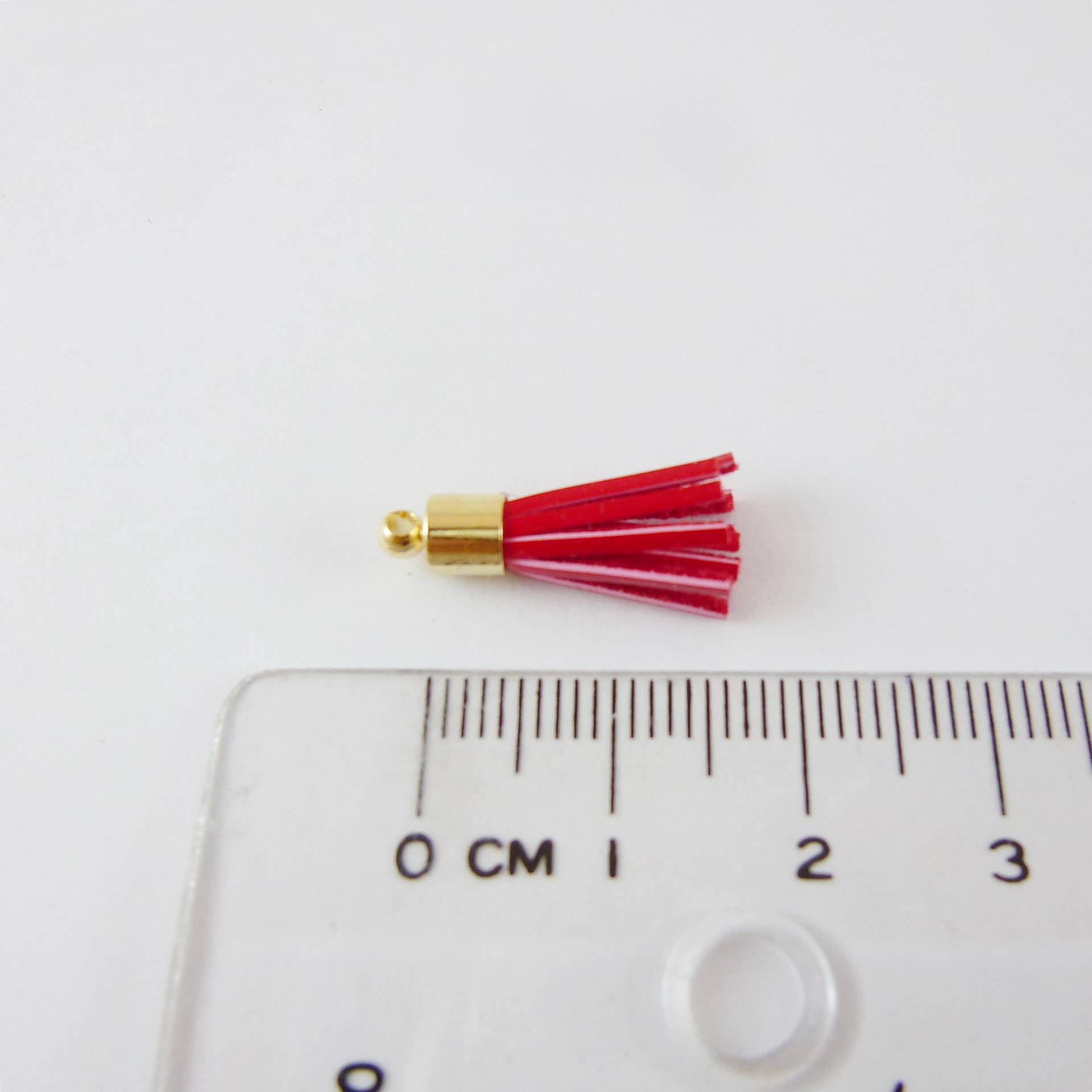 銅鍍金色漆皮流蘇-紅色