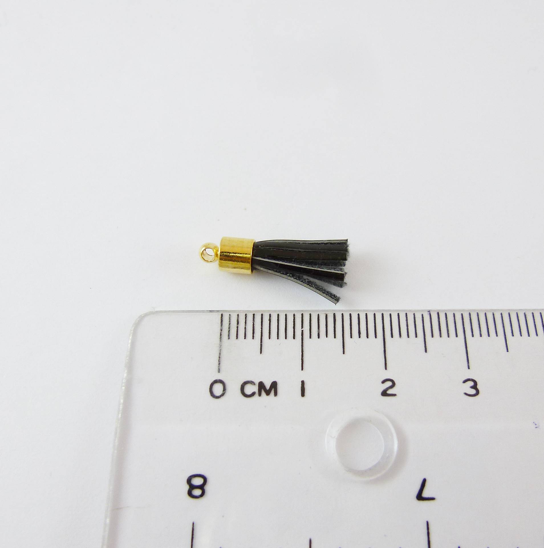 銅鍍金色漆皮流蘇-黑色