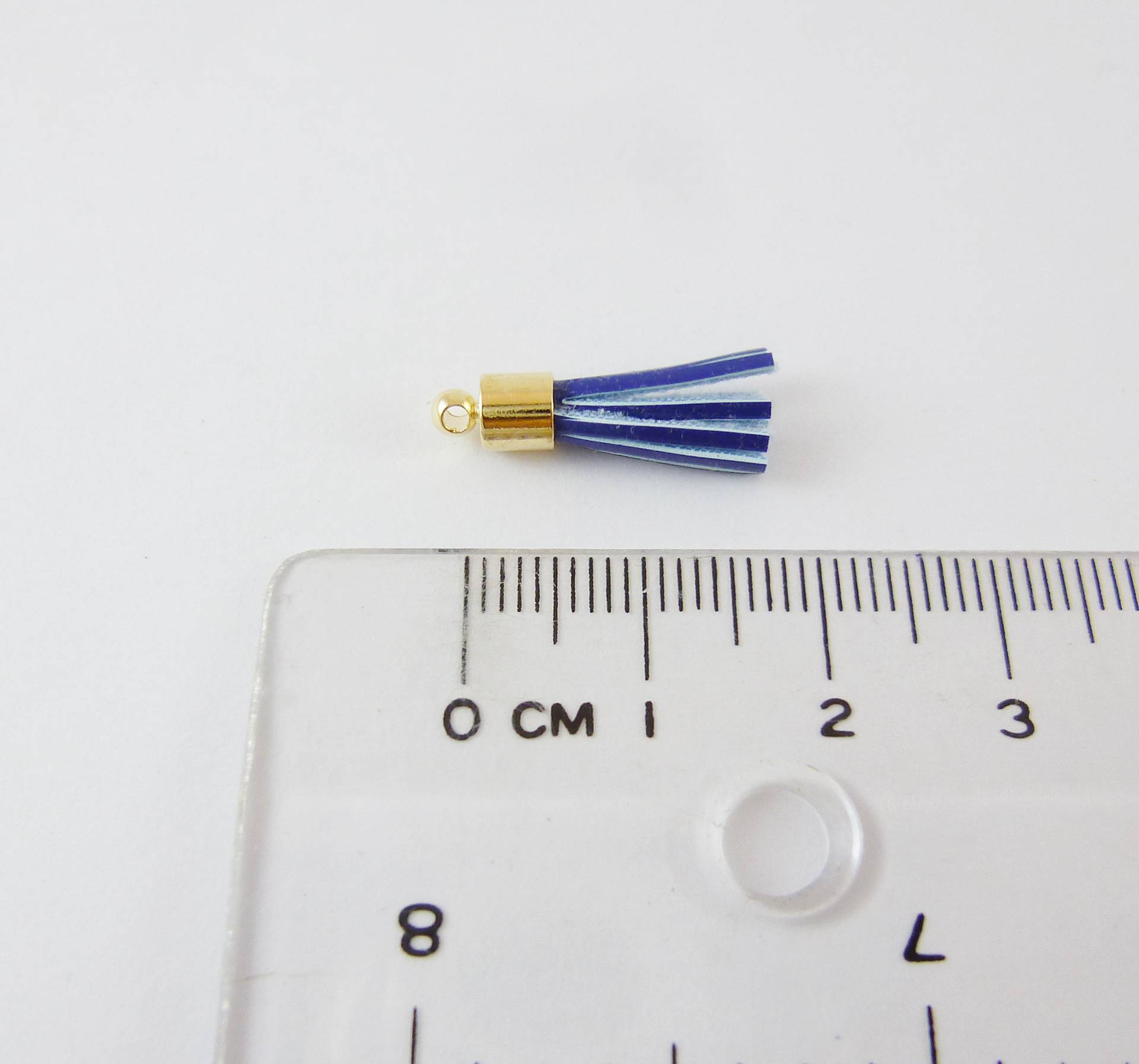 銅鍍金色漆皮流蘇-深藍