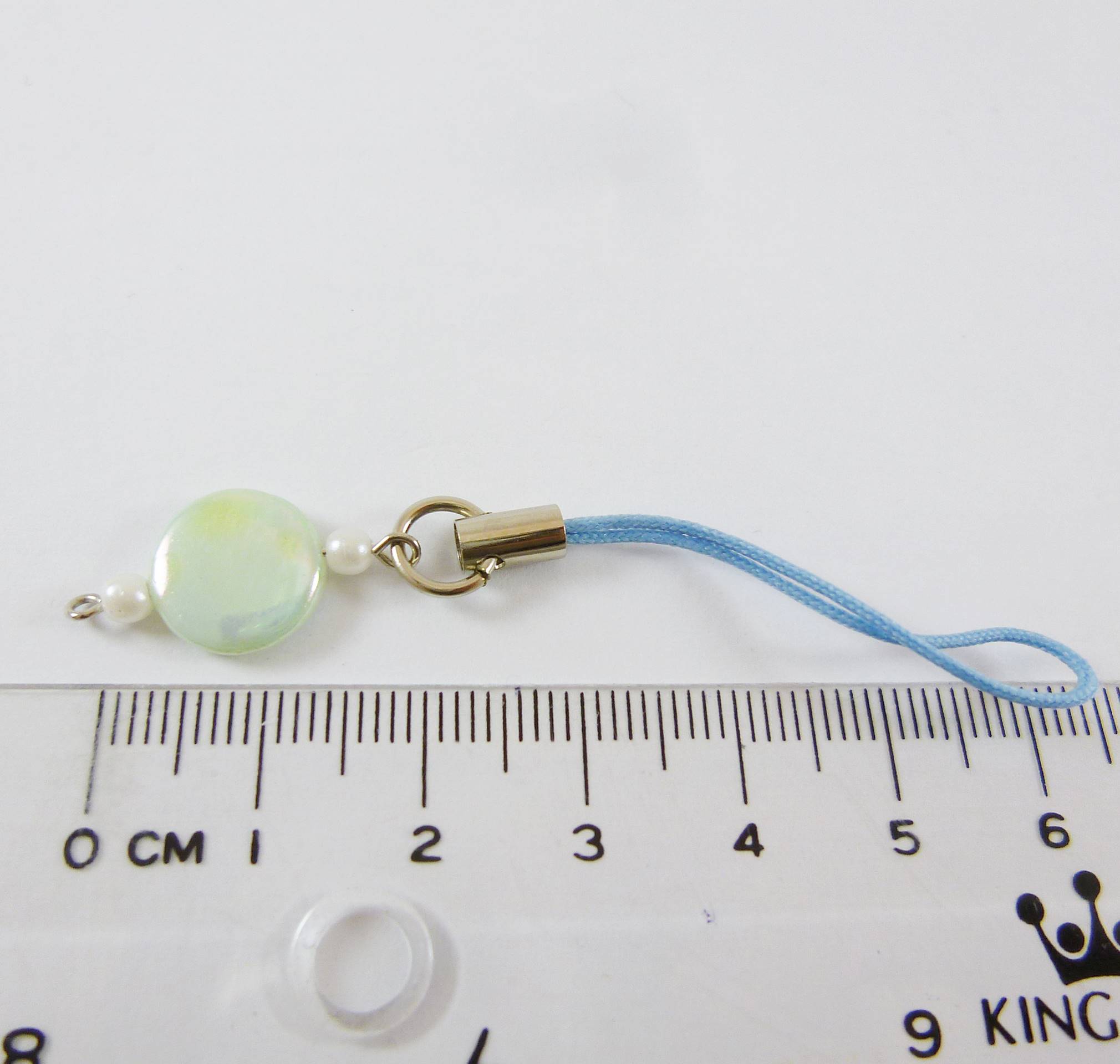 銅鍍正白K色圓扁片吊繩-藍色