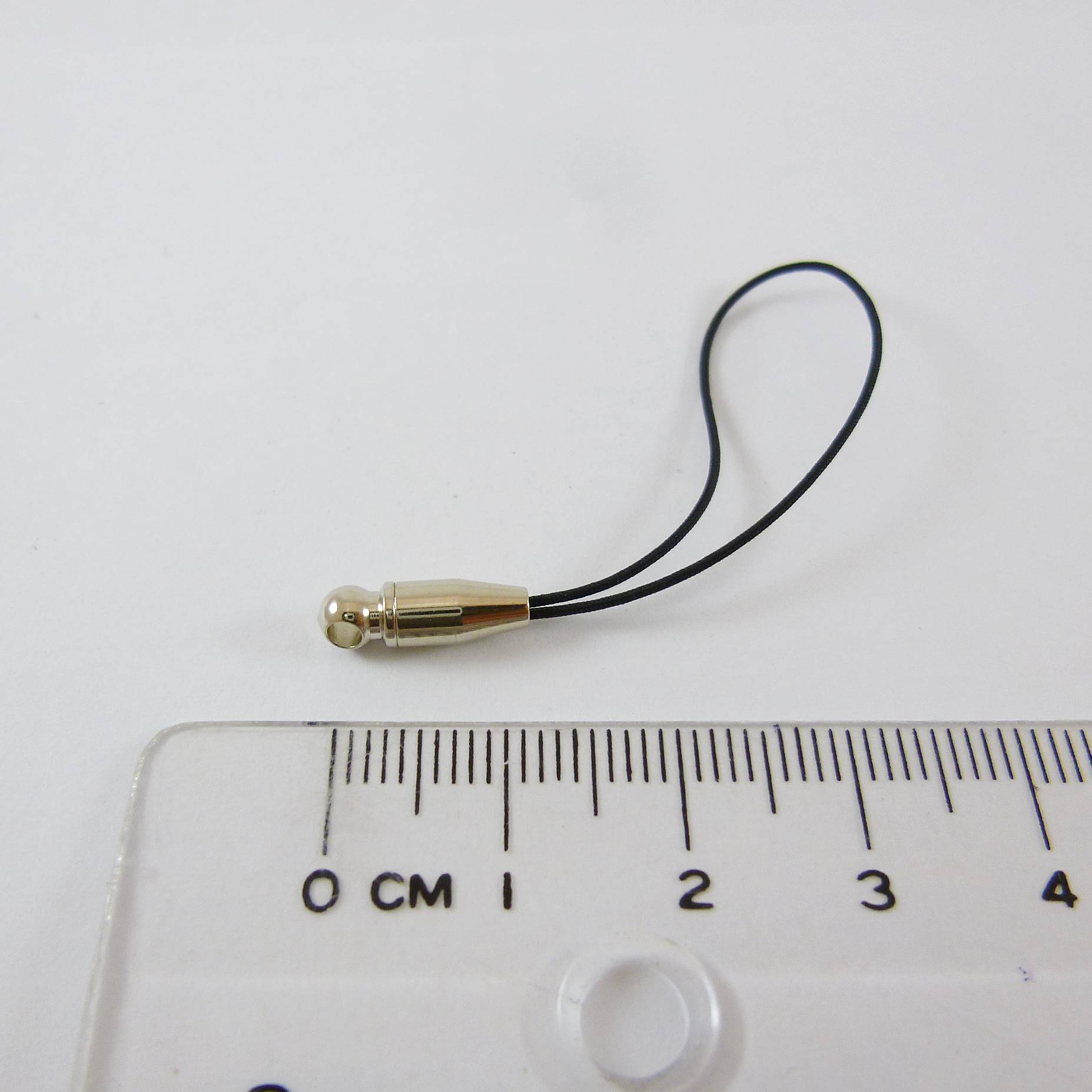 銅鍍正白K色圓形圈子彈形吊繩-黑色