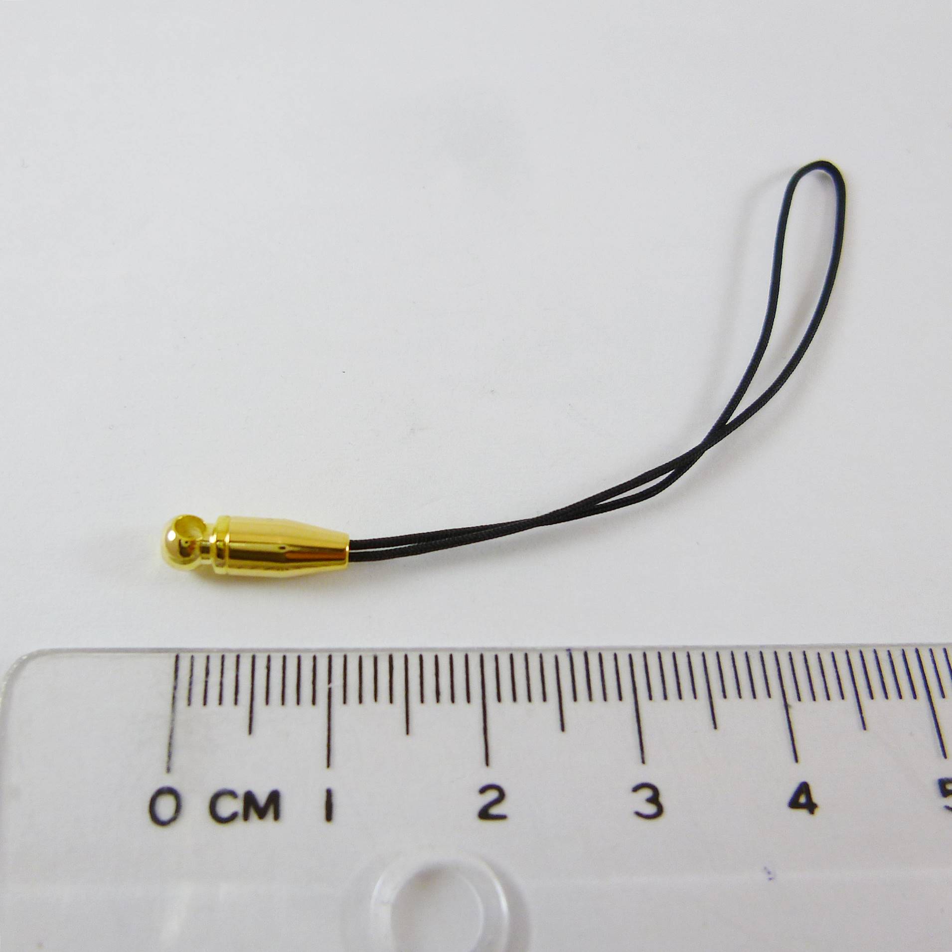 銅鍍金色圓形圈子彈形吊繩-黑色