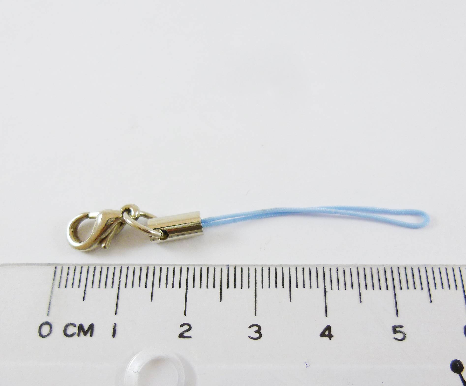 銅鍍正白k色問字鉤吊繩-淺筆藍色