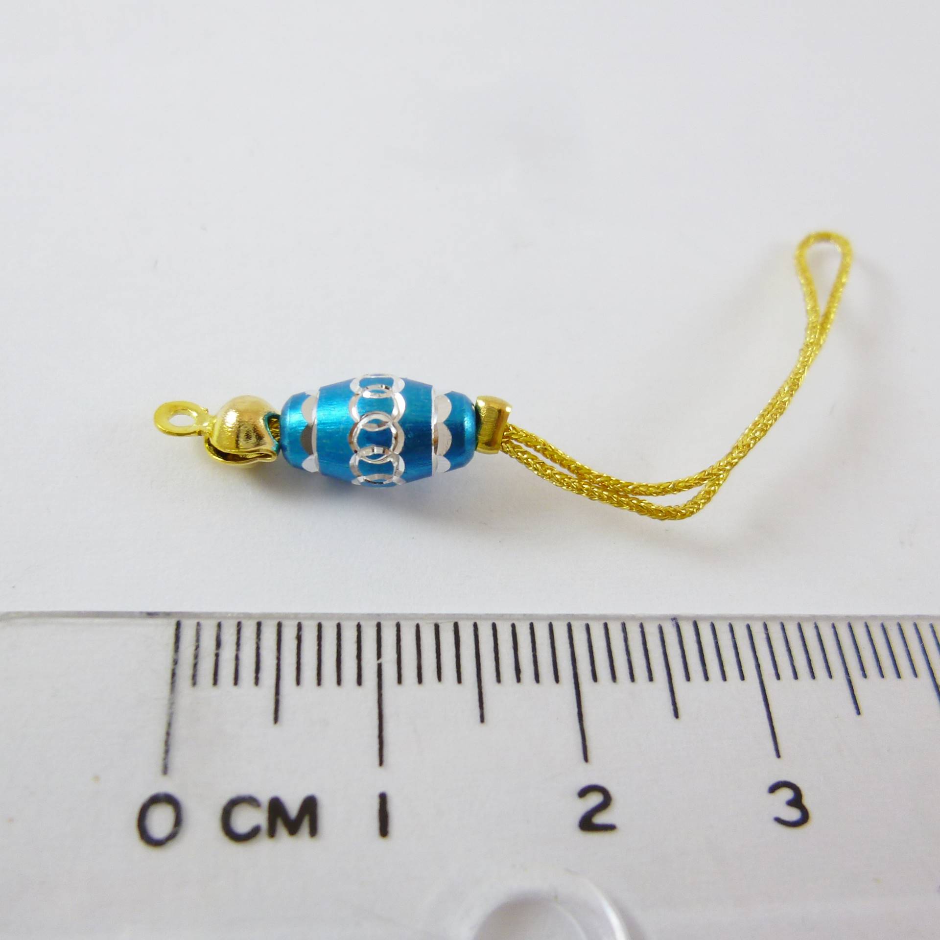 銅鍍正白K色水藍橢圓形雕刻金色吊繩