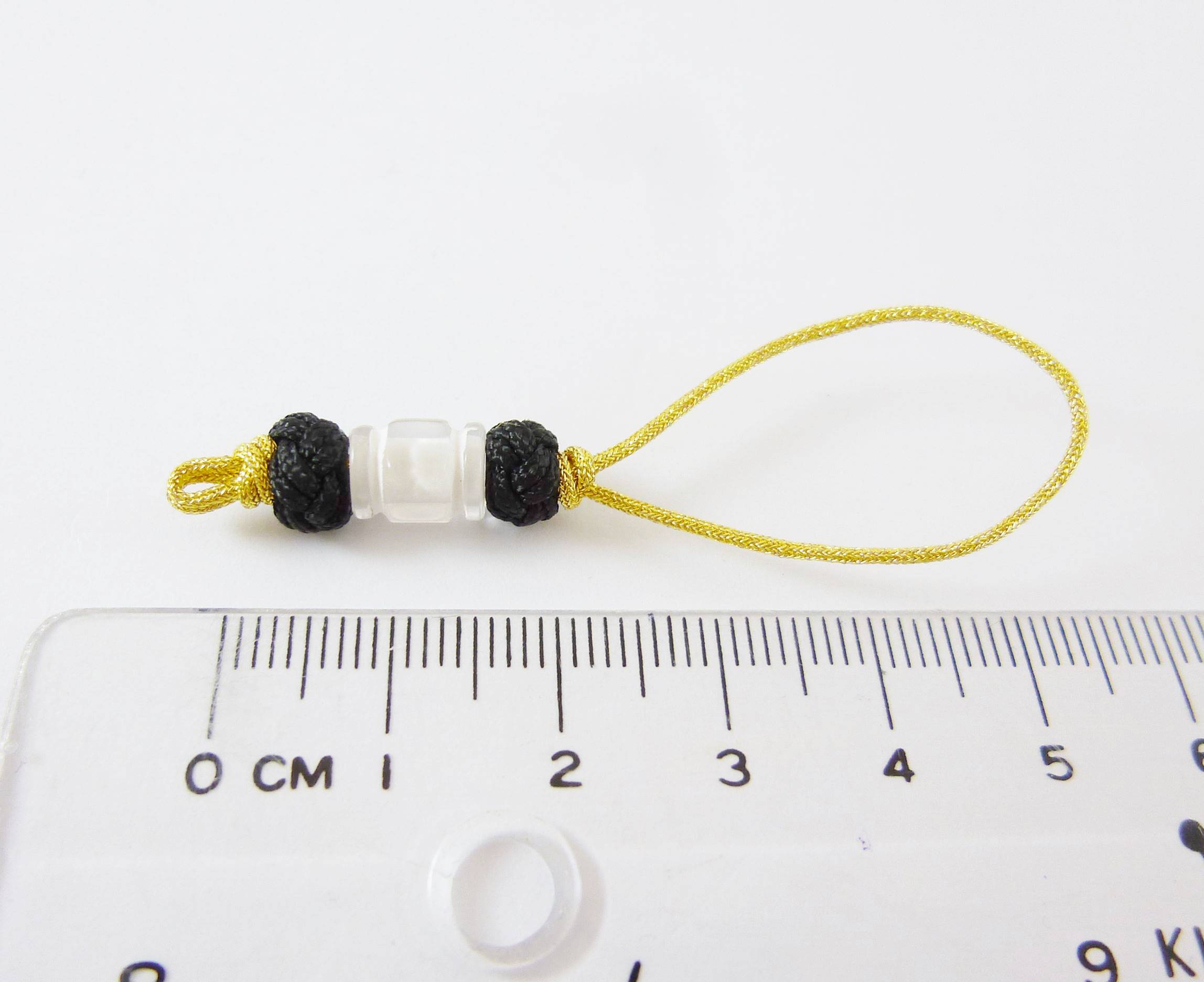 金線隔珠雙鈕釦結吊繩-黑色