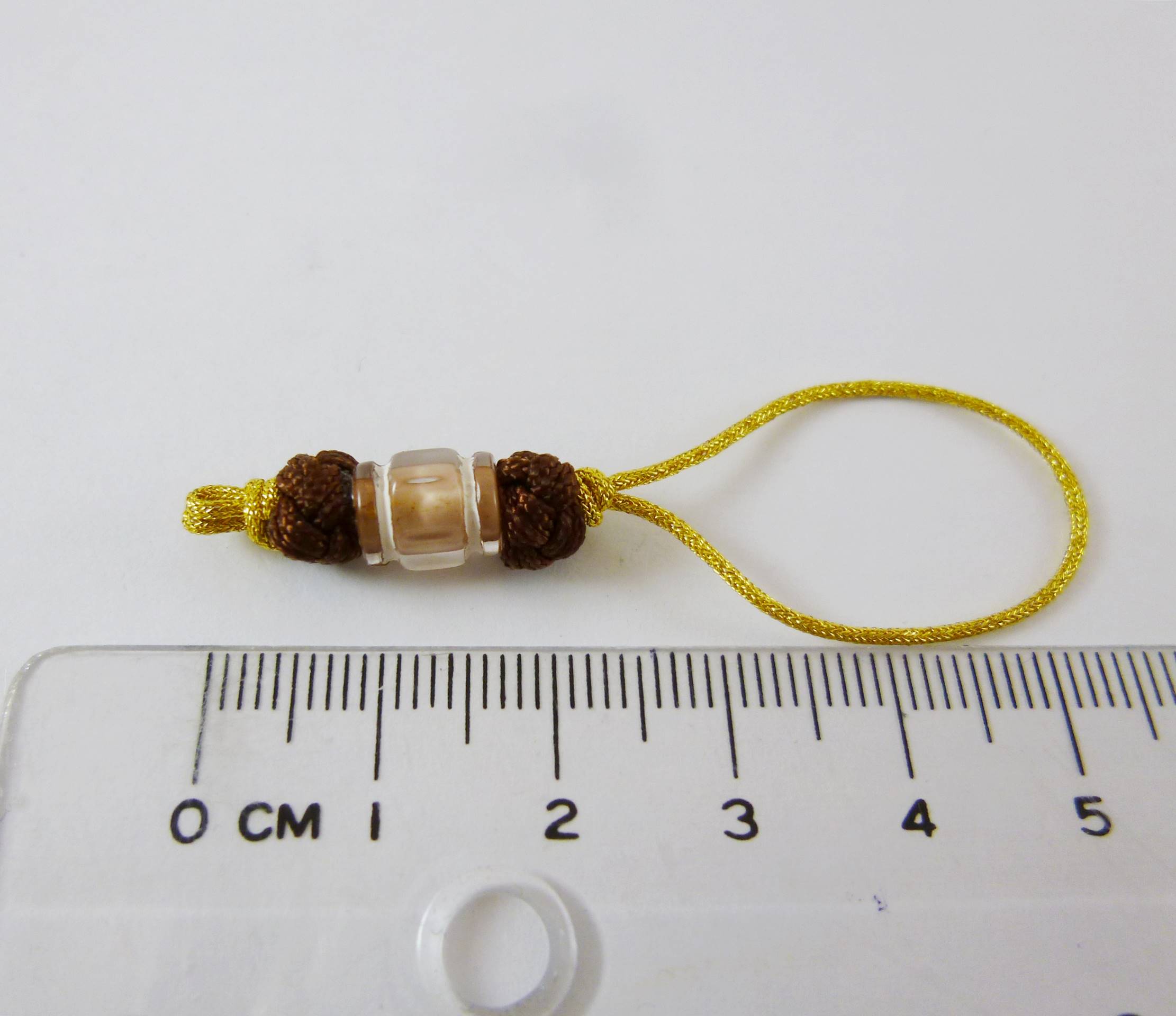 金線隔珠雙鈕釦結吊繩-深咖啡