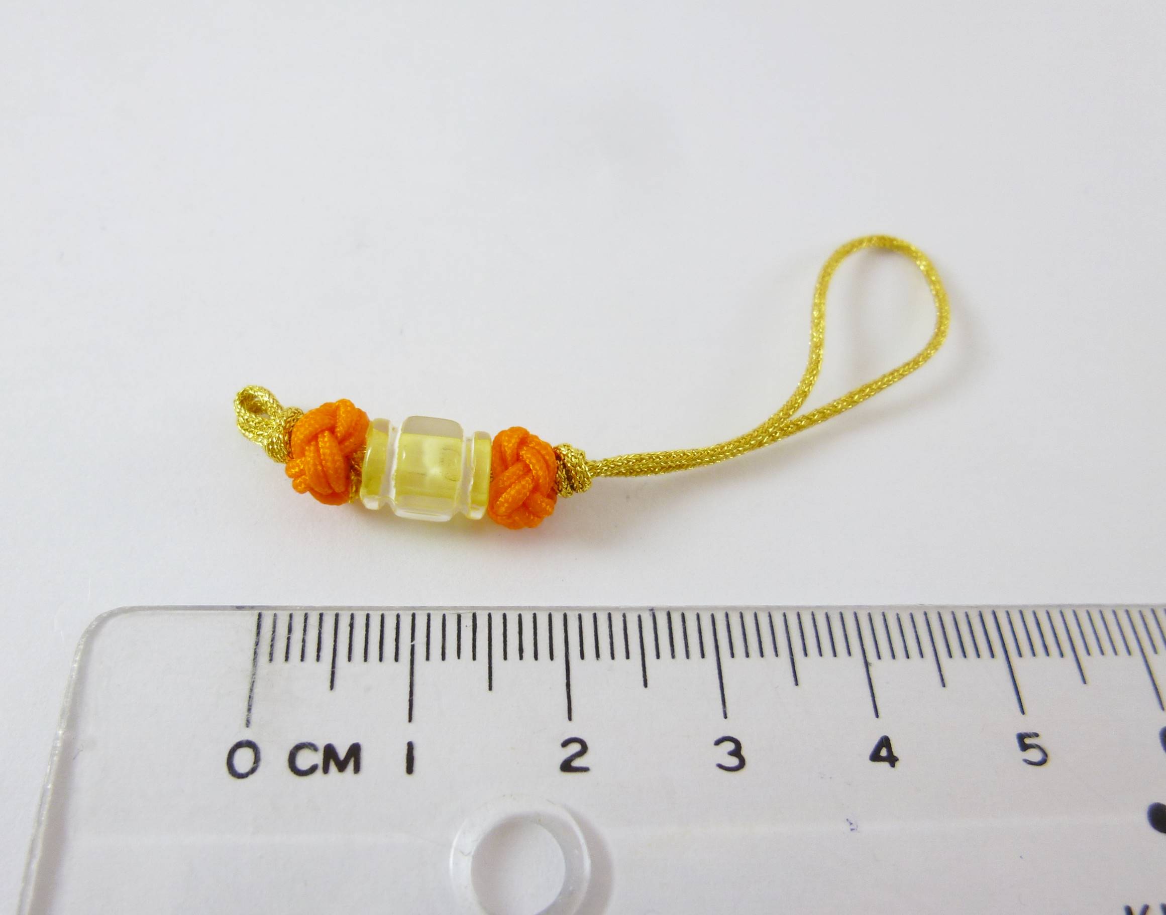 金線隔珠雙鈕釦結吊繩-橘色