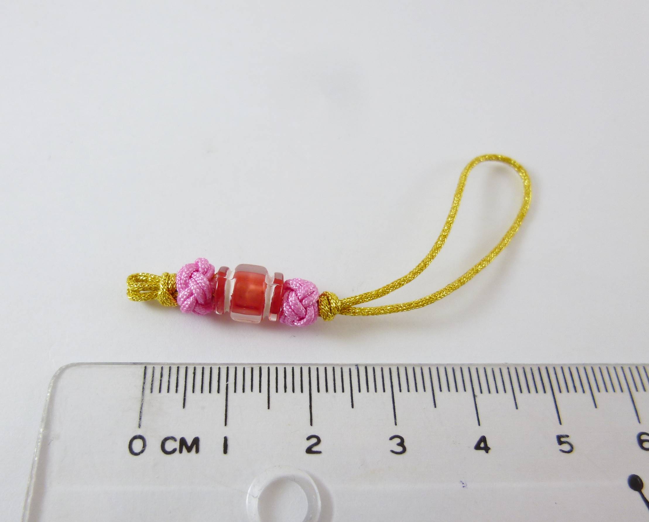 金線隔珠雙鈕釦結吊繩-粉紅