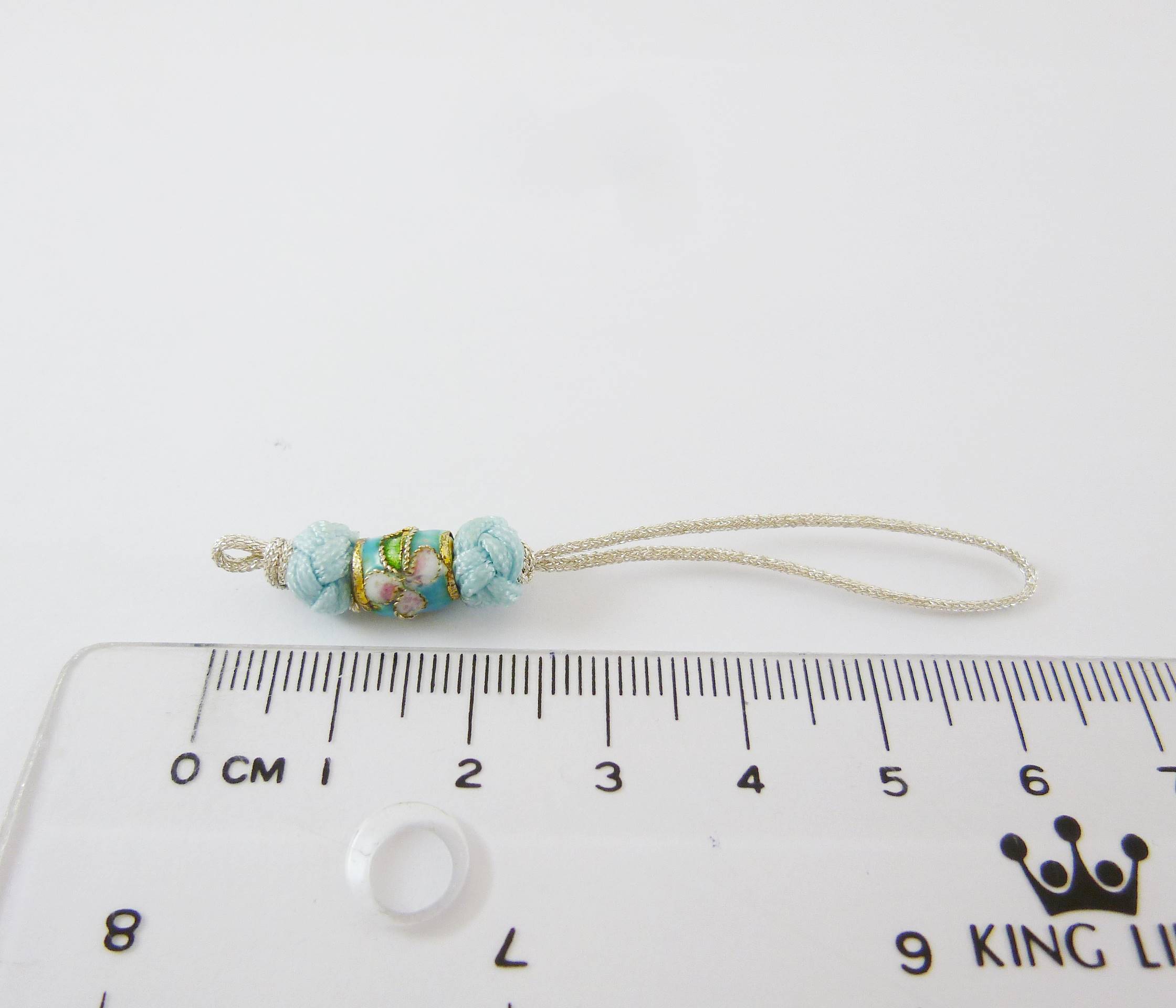 銀線景泰藍雙鈕釦結吊繩-淺藍