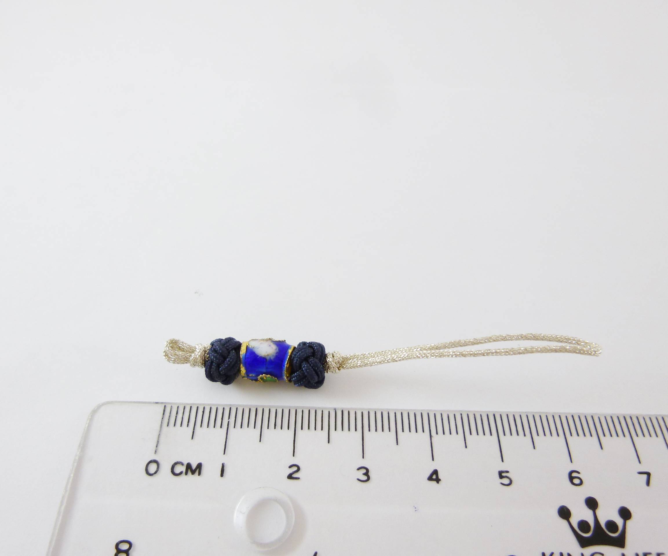 銀線景泰藍雙鈕釦結吊繩-深藍