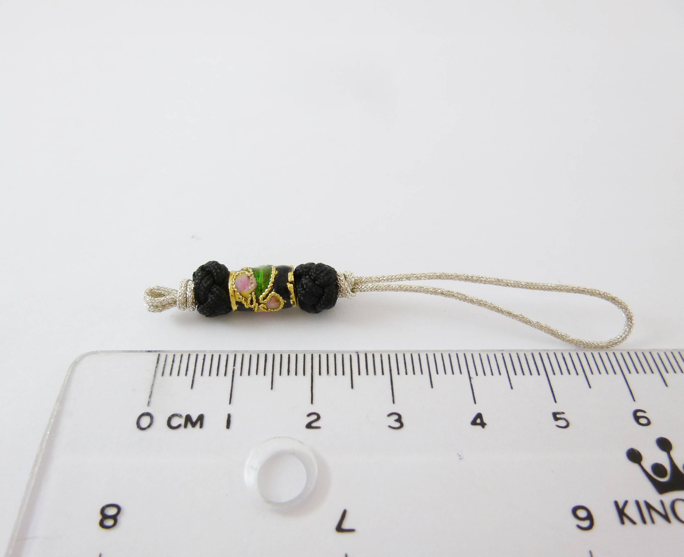 銀線景泰藍雙鈕釦結吊繩-黑色