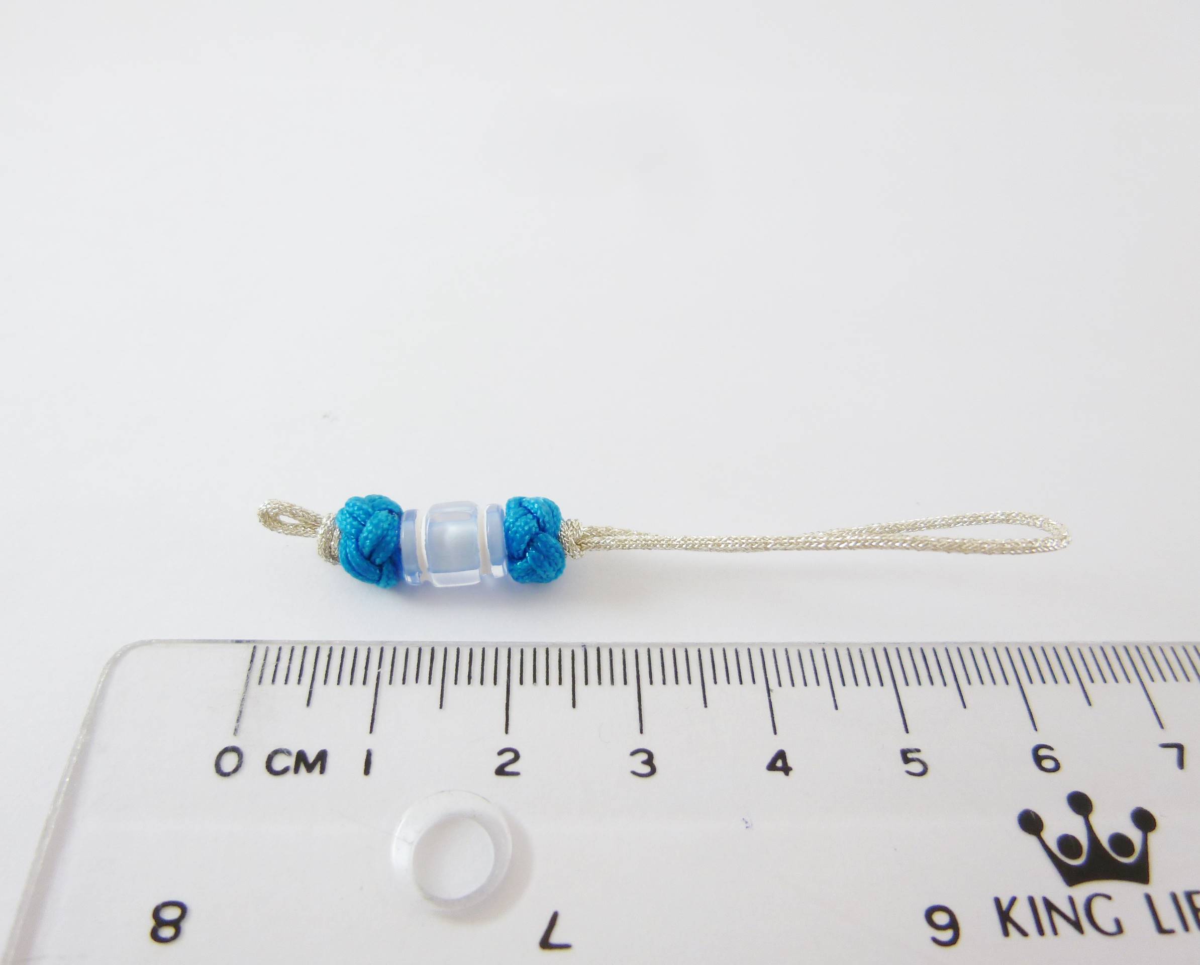 銀線隔珠雙鈕釦結吊繩-印度藍