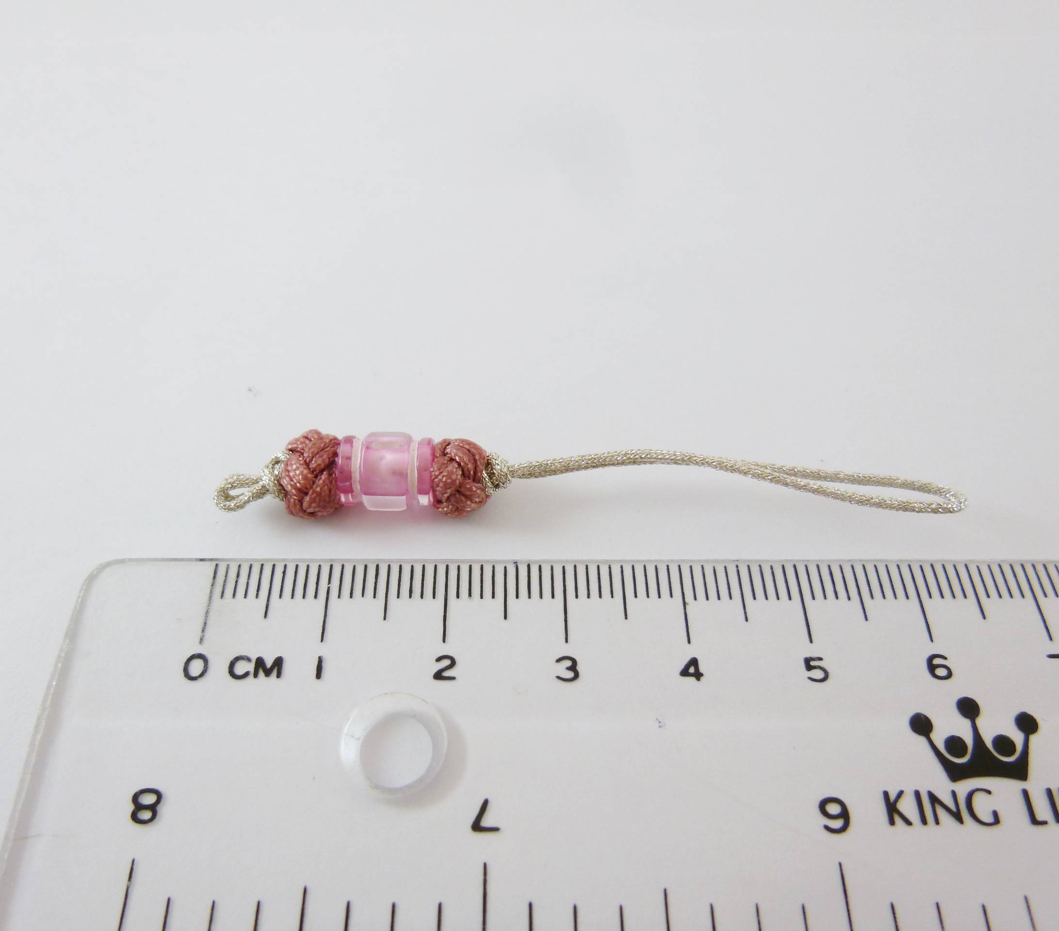 銀線隔珠雙鈕釦結吊繩-豆沙色