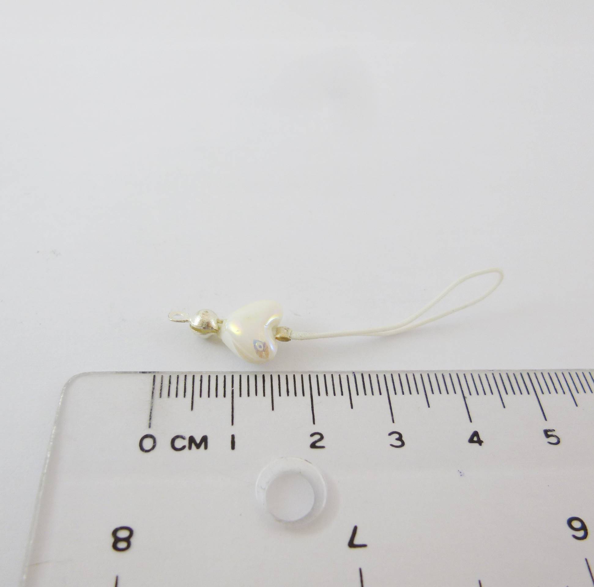 銅鍍正白K色心形吊繩-蛋白彩