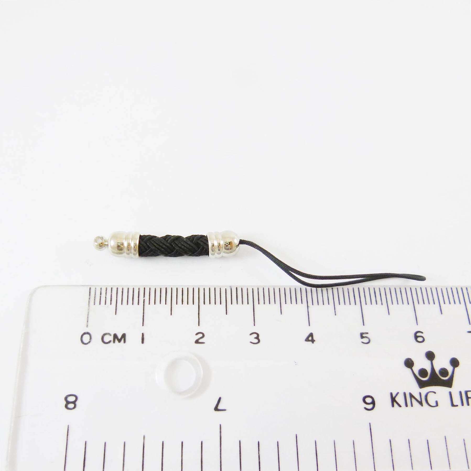 銅鍍正白K色條紋編織吊繩-黑色