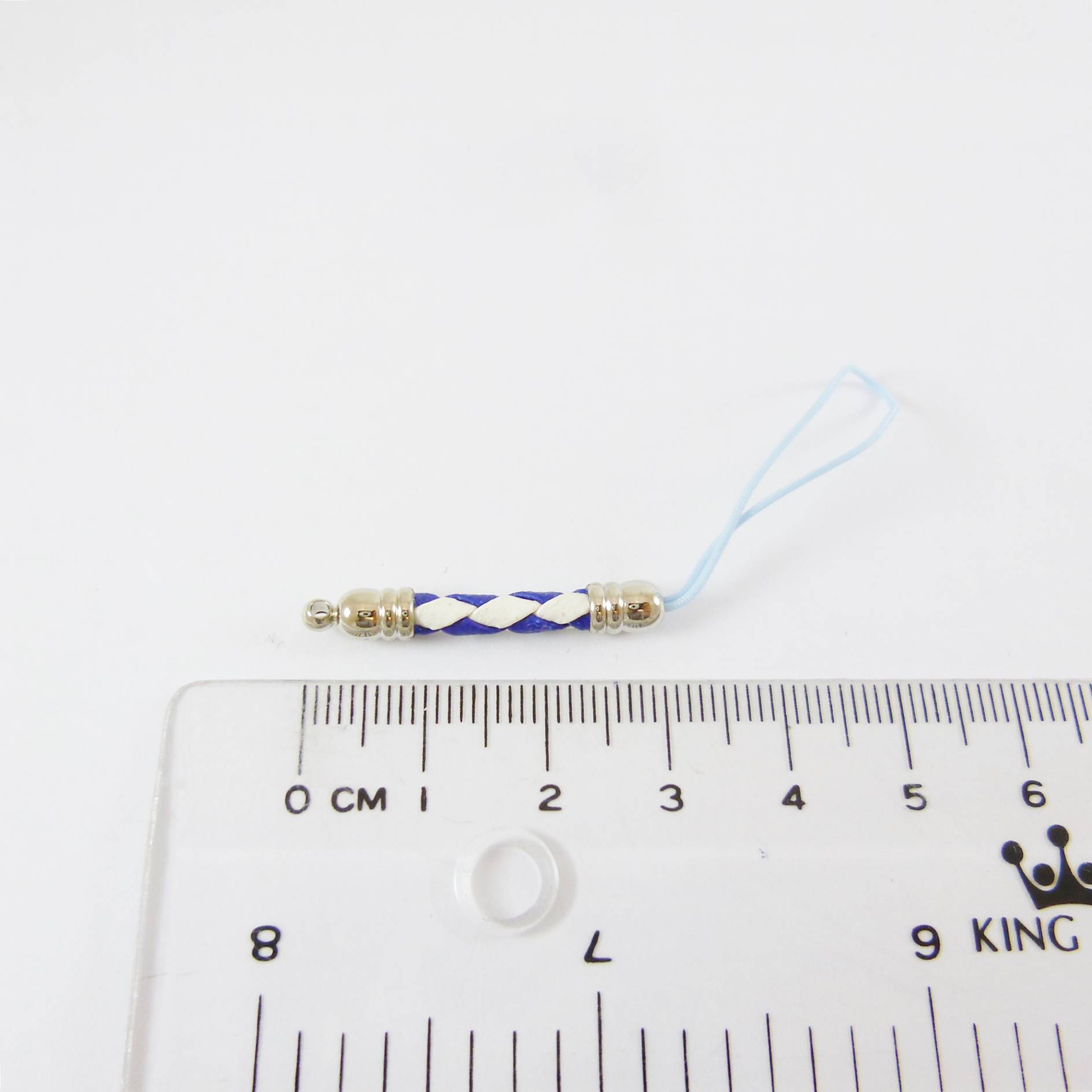 銅鍍正白K色雙色編織吊繩-白藍(細)