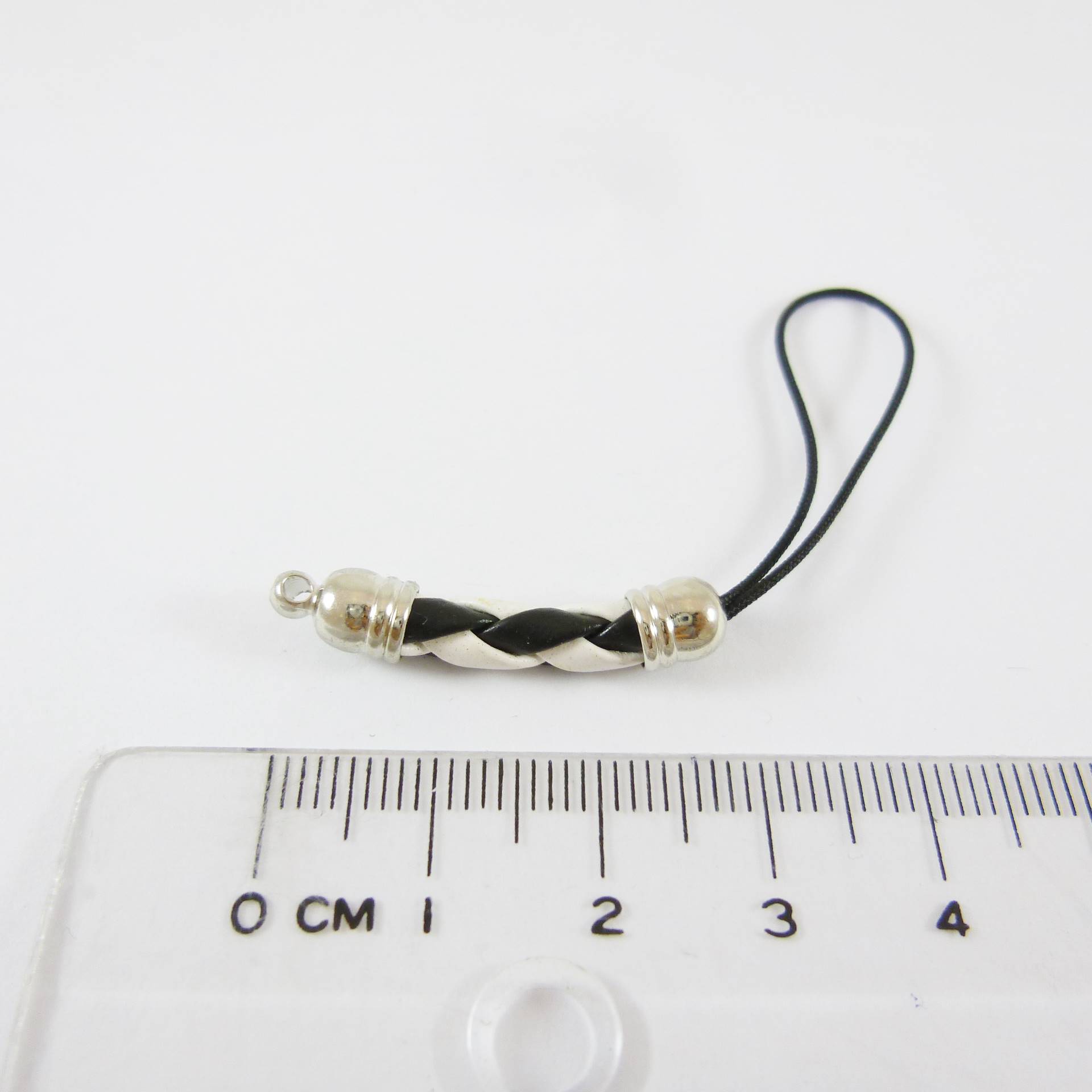 銅鍍正白K色編織吊繩-白黑