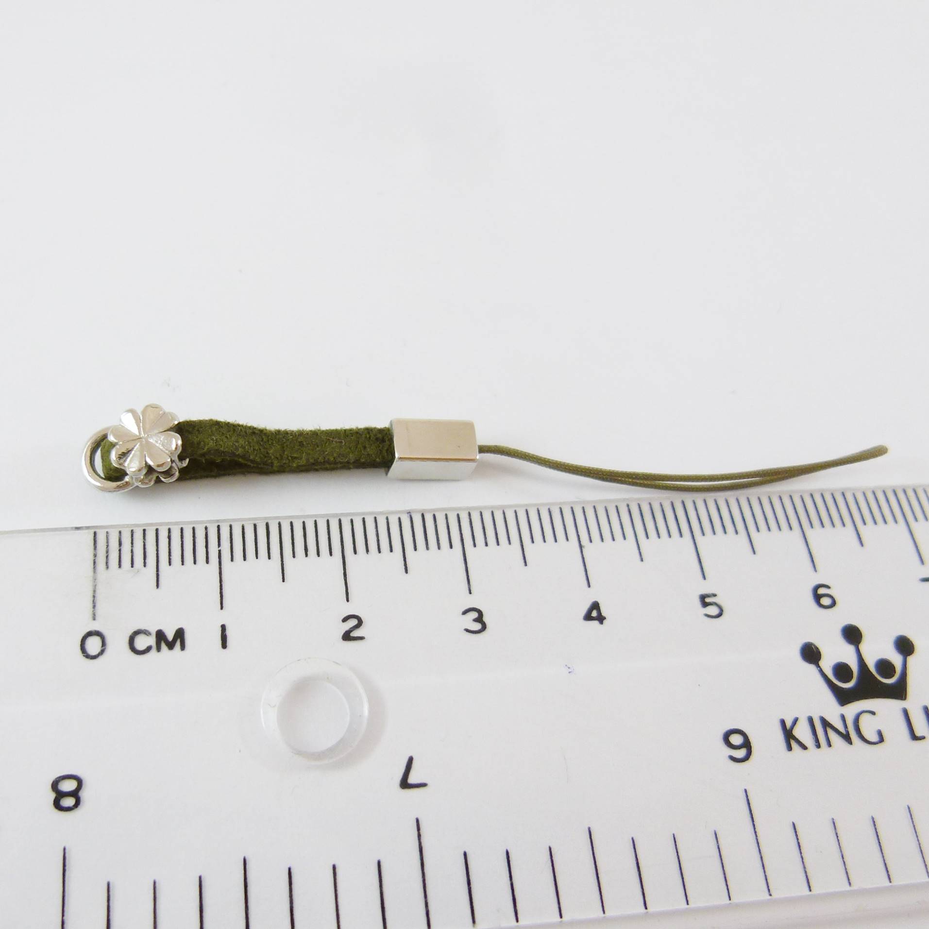 正白K色小花麂皮吊繩-墨綠