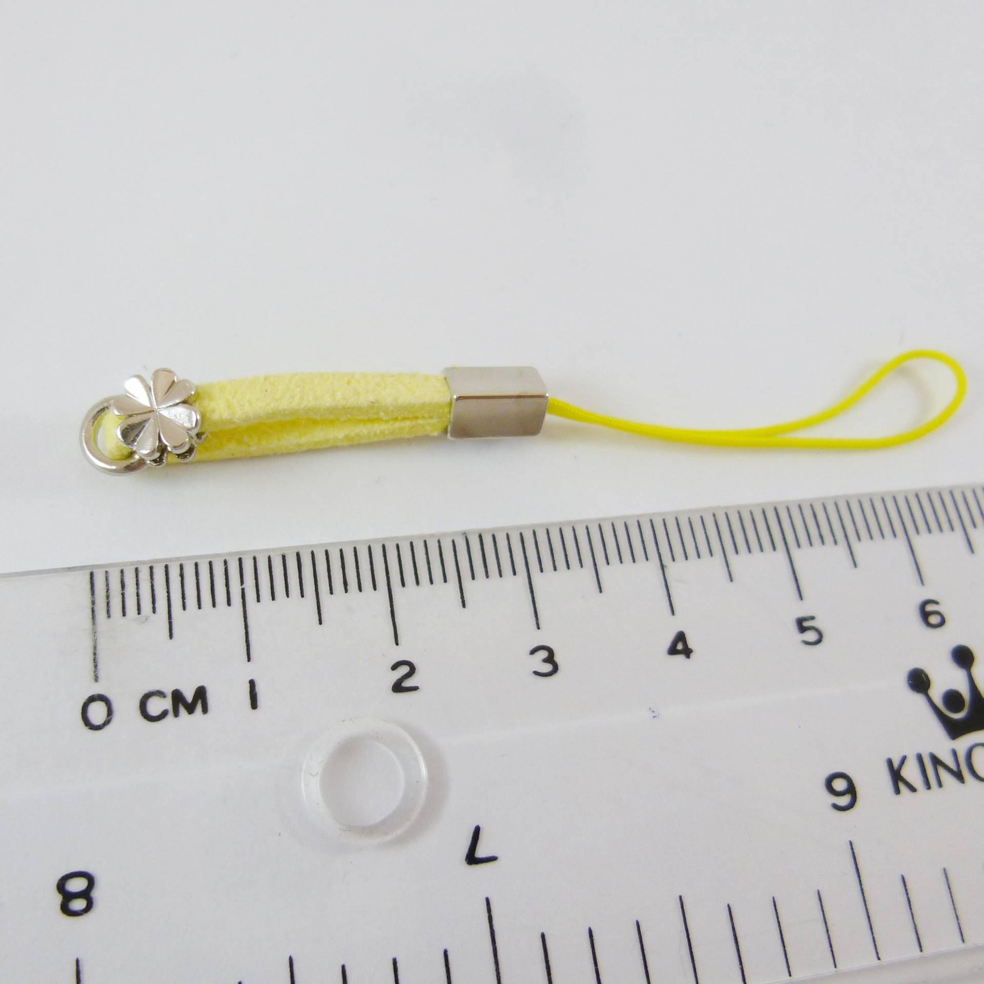 正白K色小花麂皮吊繩-淺黃