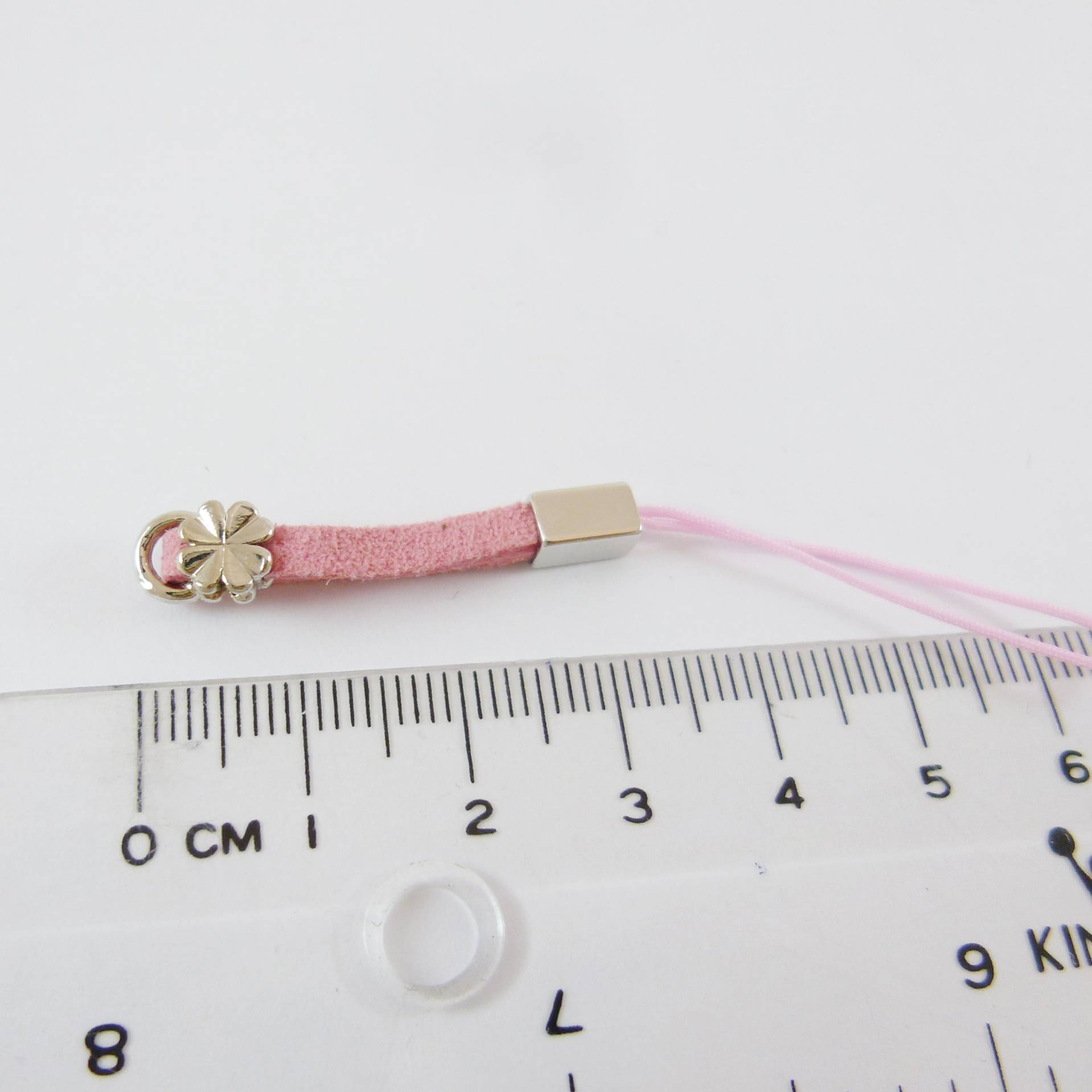 正白K色小花麂皮吊繩-粉紅