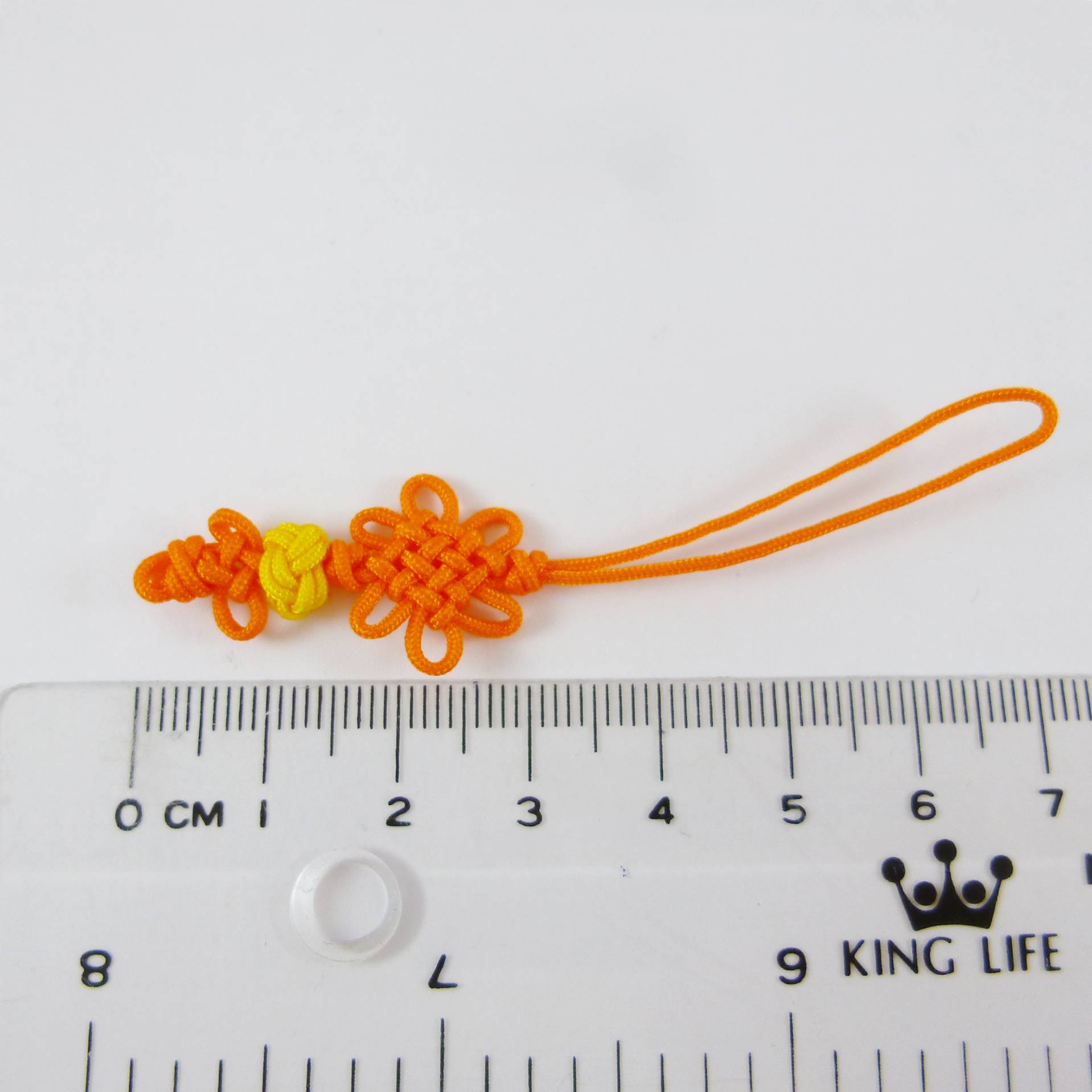 盤長+鈕扣+萬字結吊繩-橘色