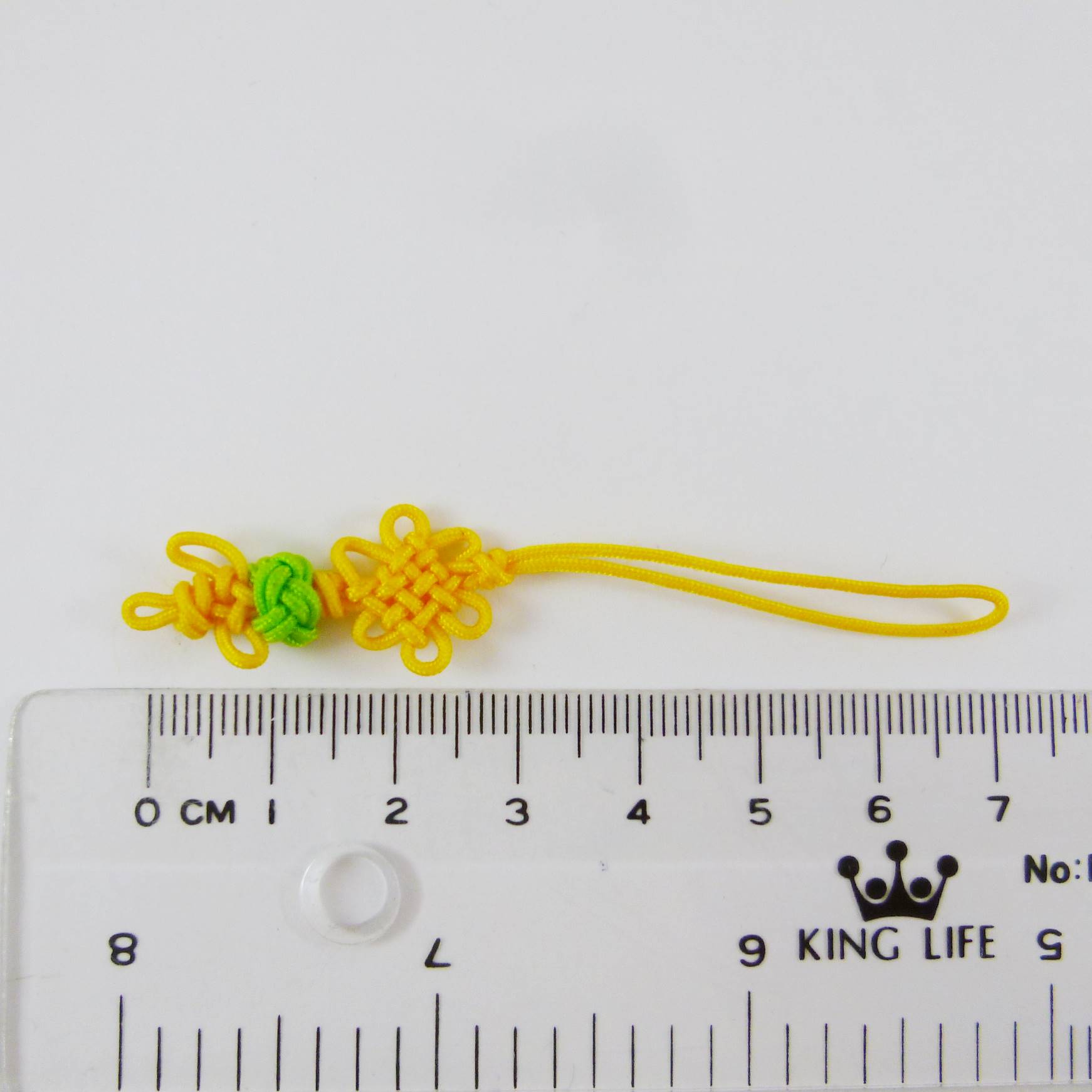 盤長+鈕扣+萬字結吊繩-黃色