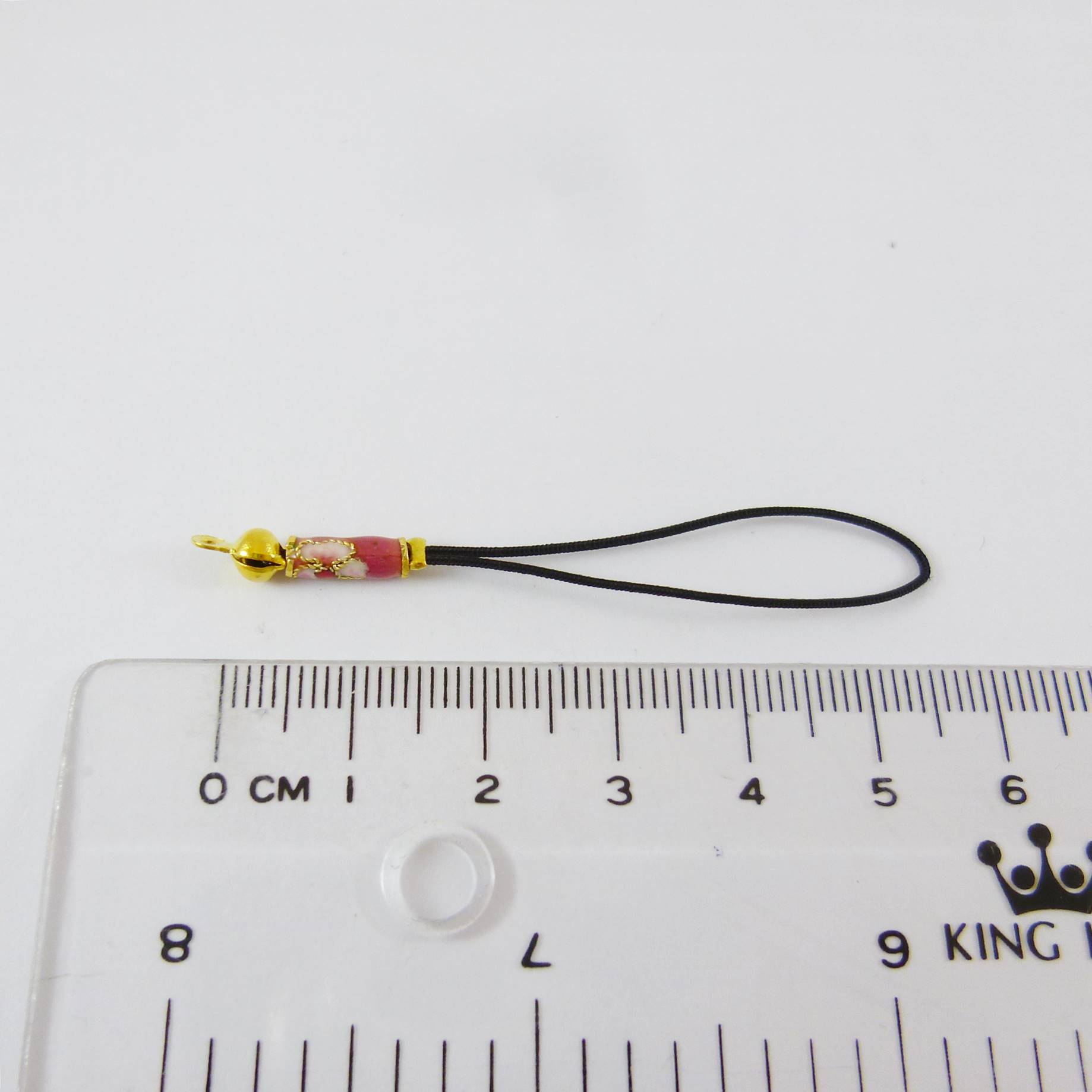 金色粉紅景泰藍黑色吊繩