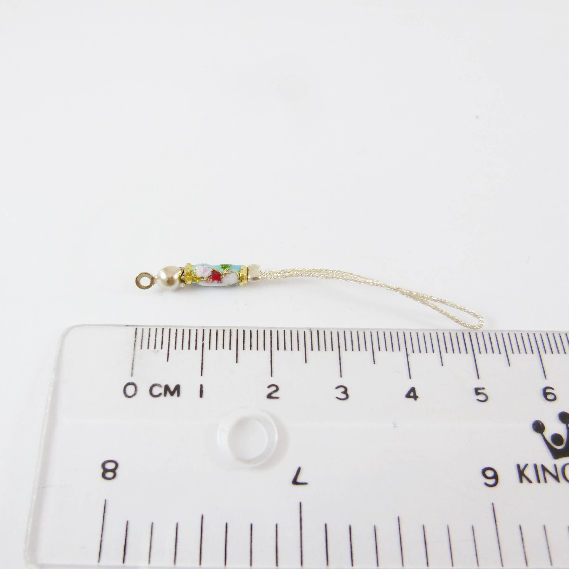 正白K色水藍景泰藍銀色吊繩