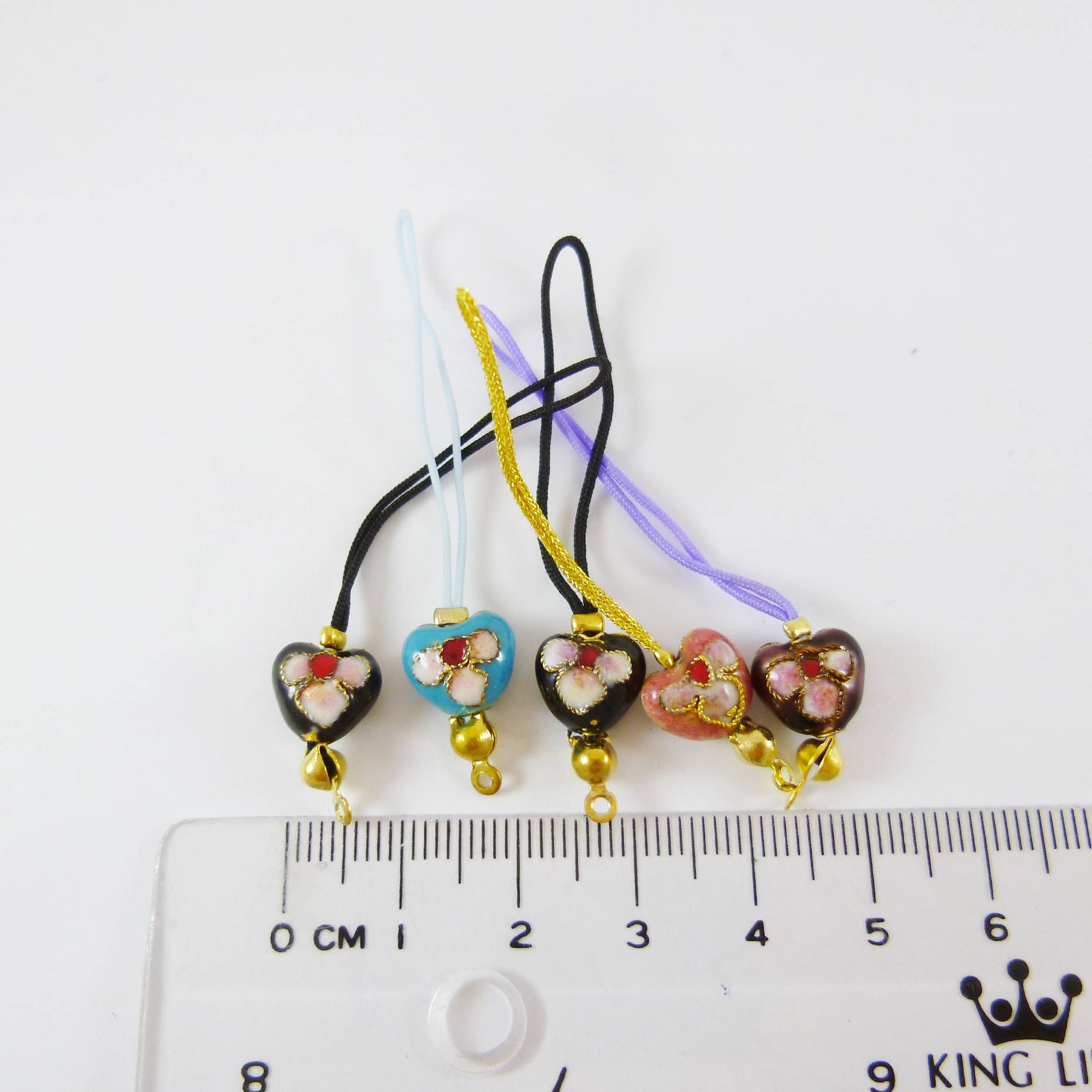 銅鍍金色心形景泰藍吊繩-綜合