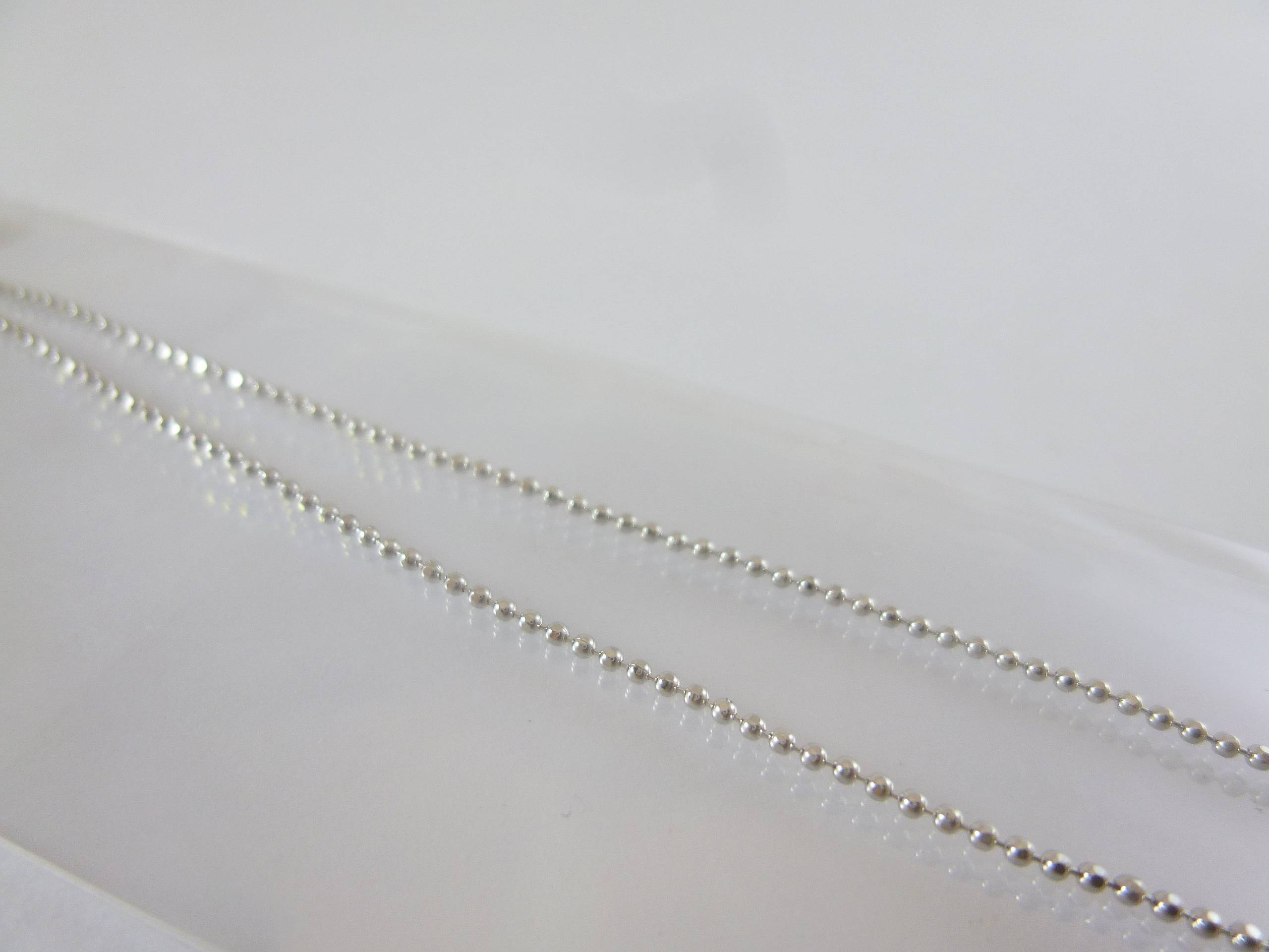 16吋白k1mm珠鍊項鍊