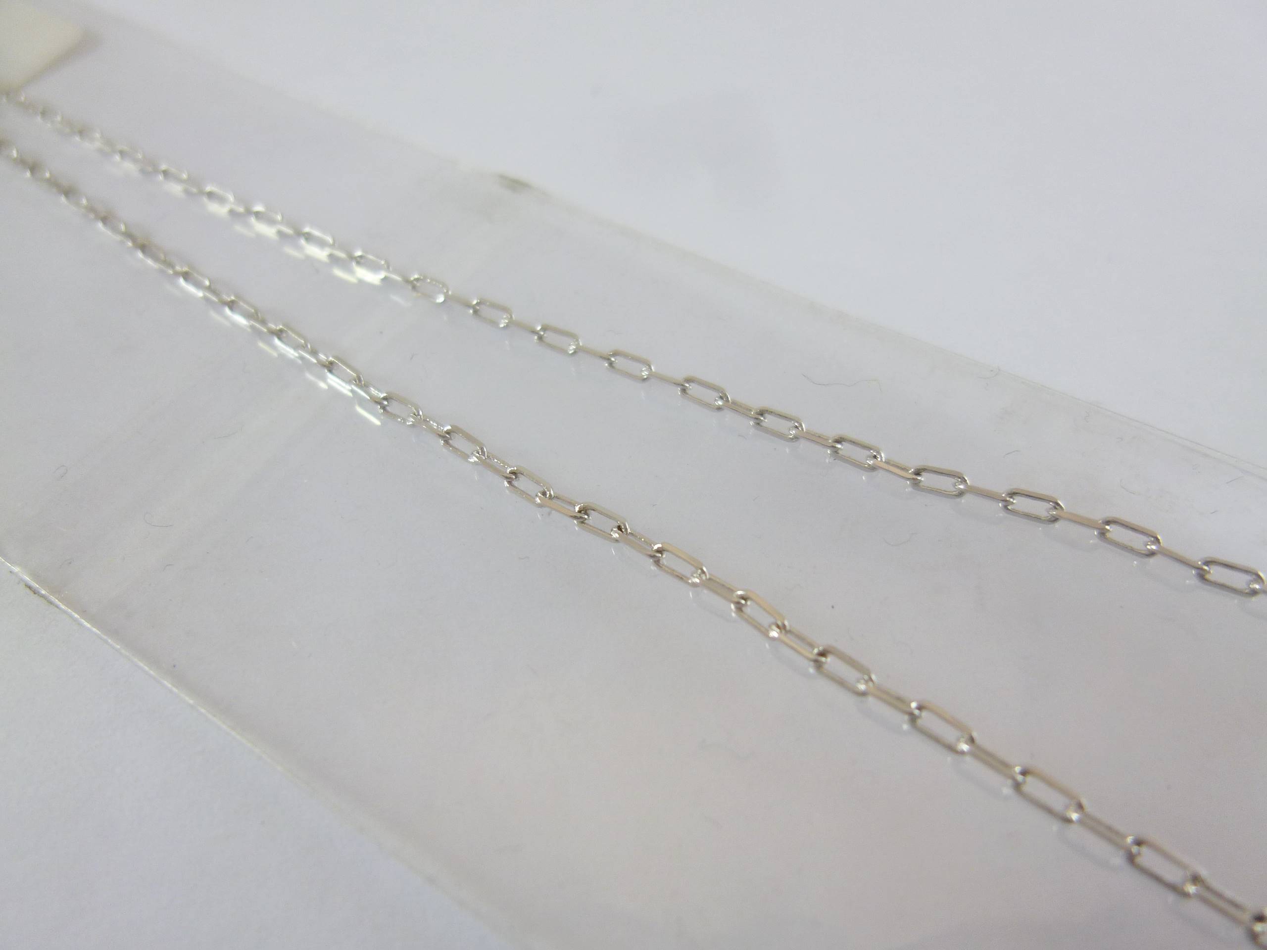 銅鍍無鎳厚白K色項鍊-3mm方形相接鍊-16吋