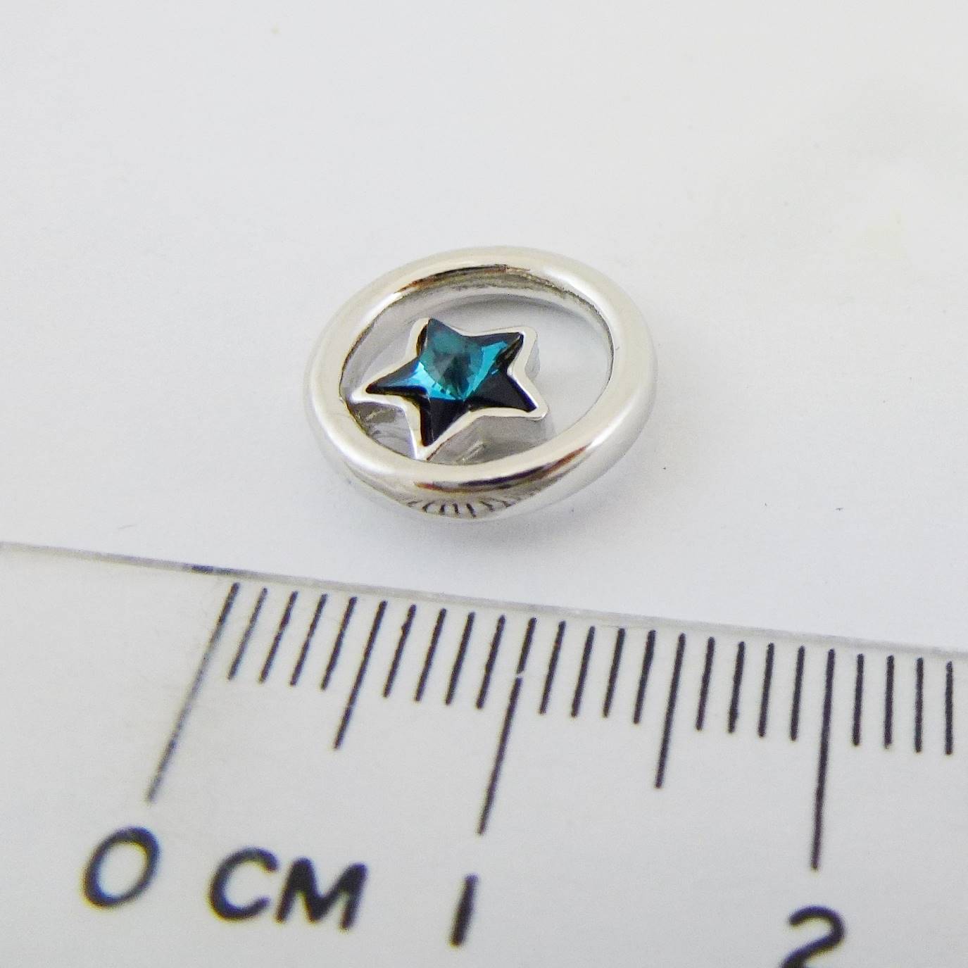 銅鍍正白K色圓圈水鑽星星-海洋之心