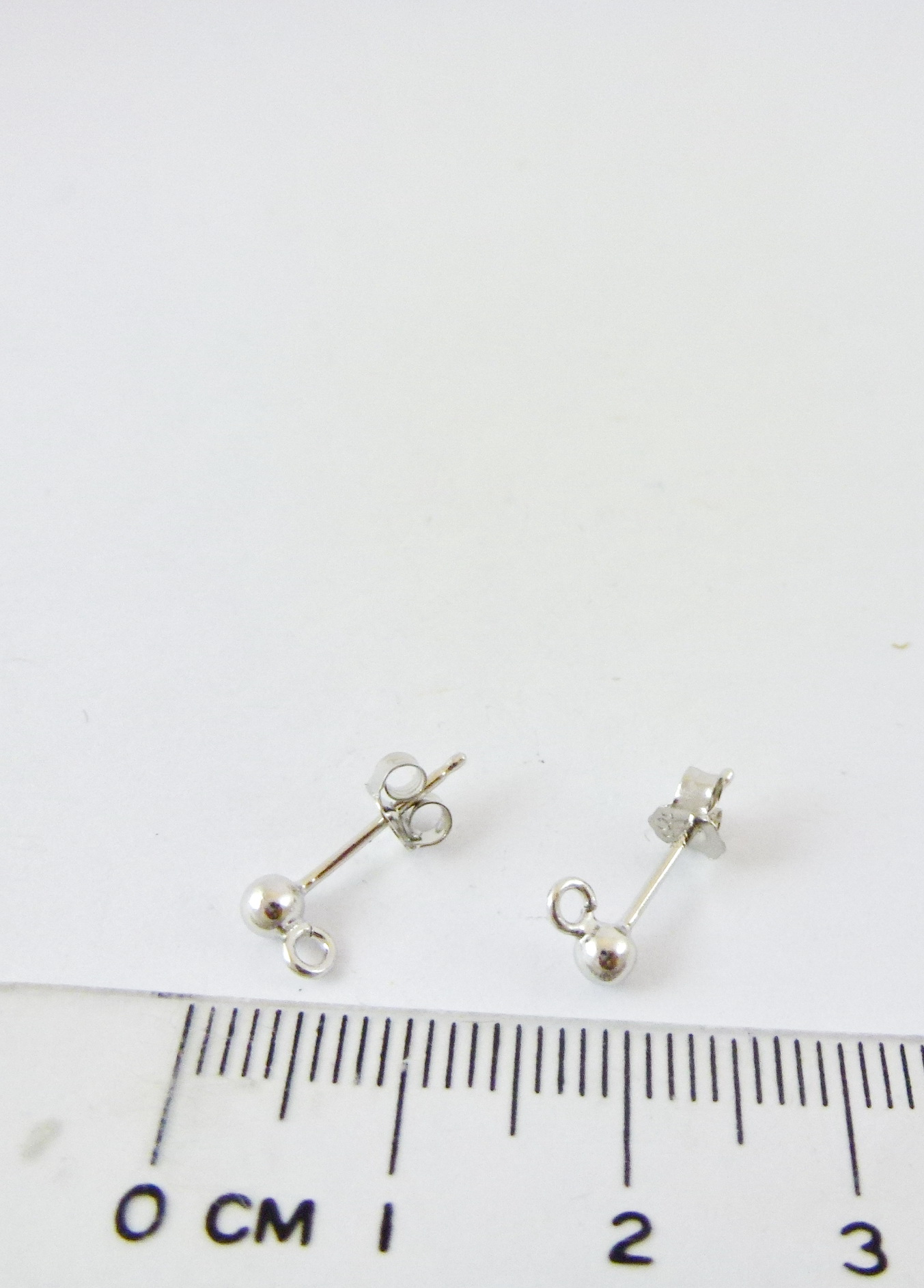 純銀鍍正白K色3mm圓球橫洞耳針
