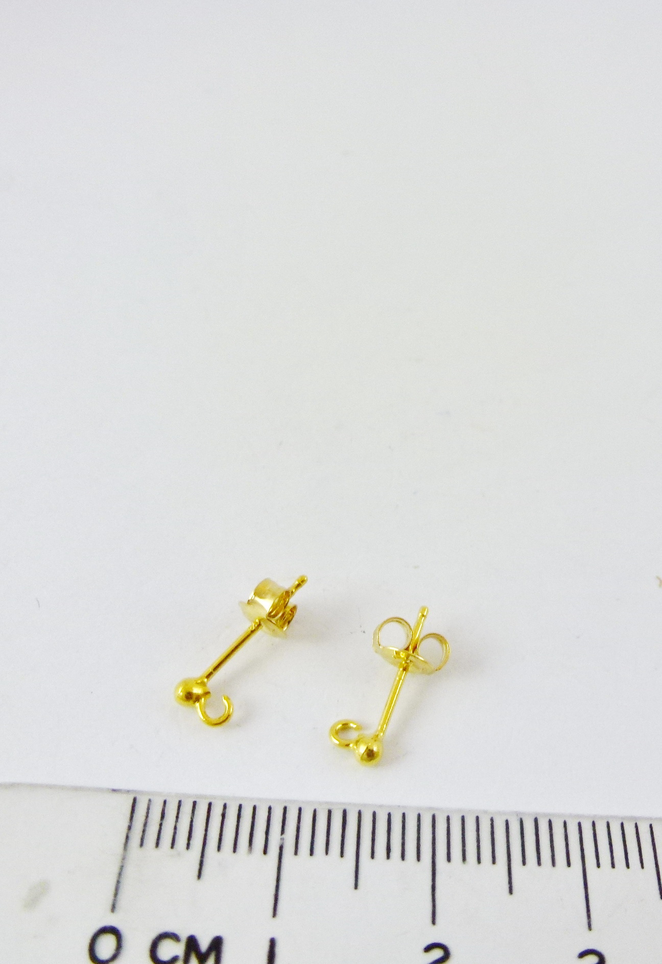 純銀鍍金色2mm圓球橫洞耳針