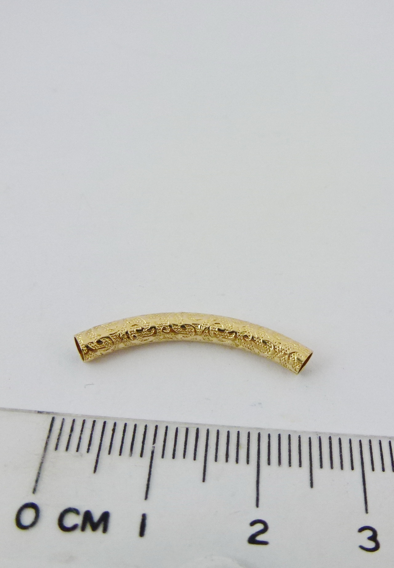 3x25mm包14K金花紋彎管