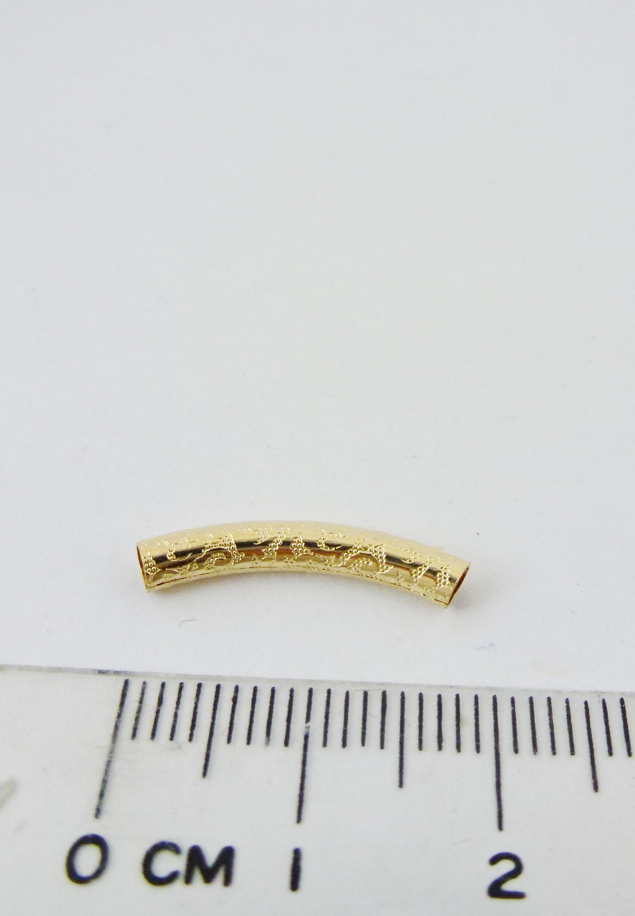 3x20mm包14K金花紋彎管