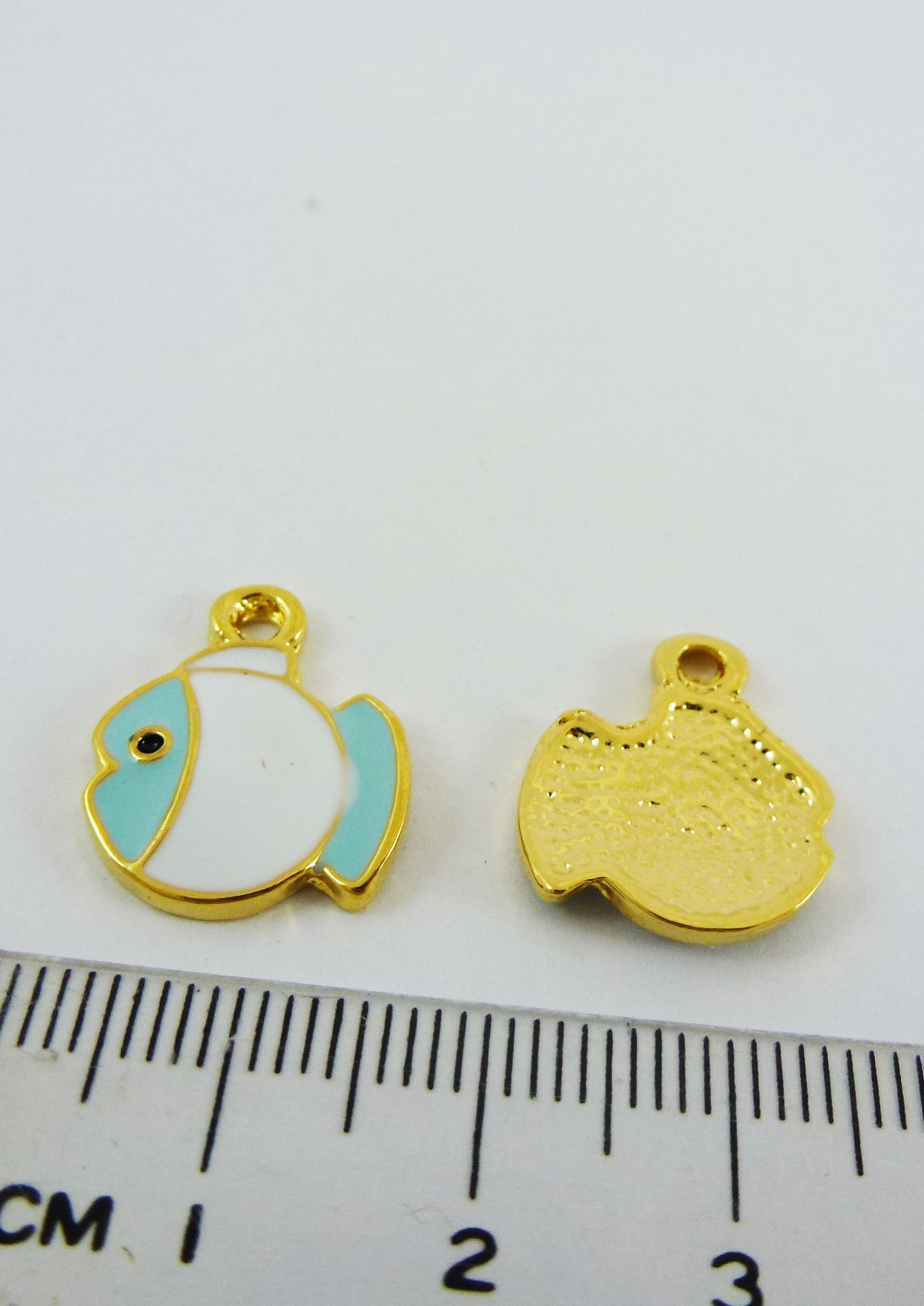 銅鍍金色單孔胖胖魚-藍色