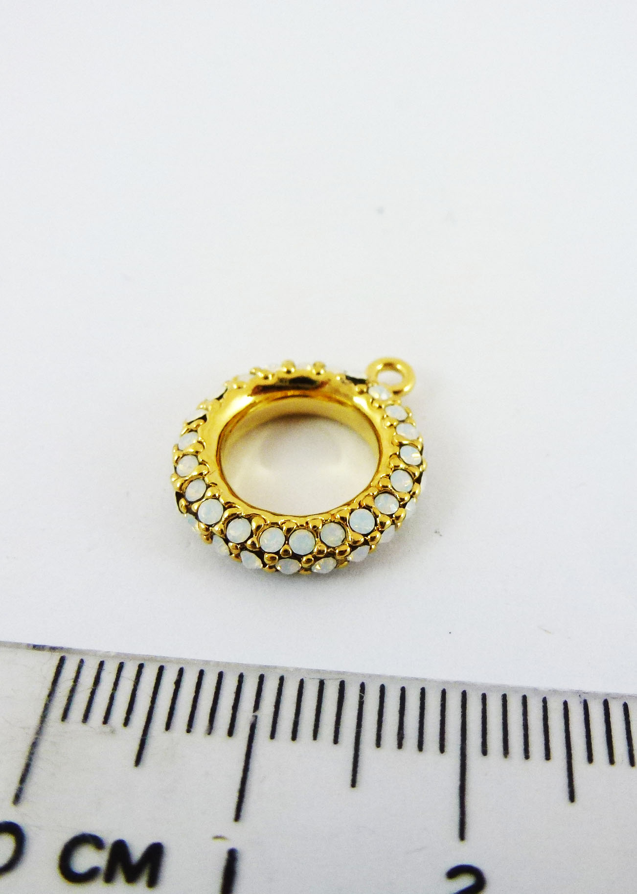 15MM銅鍍金色單孔鑲鑽圓圈-蛋白