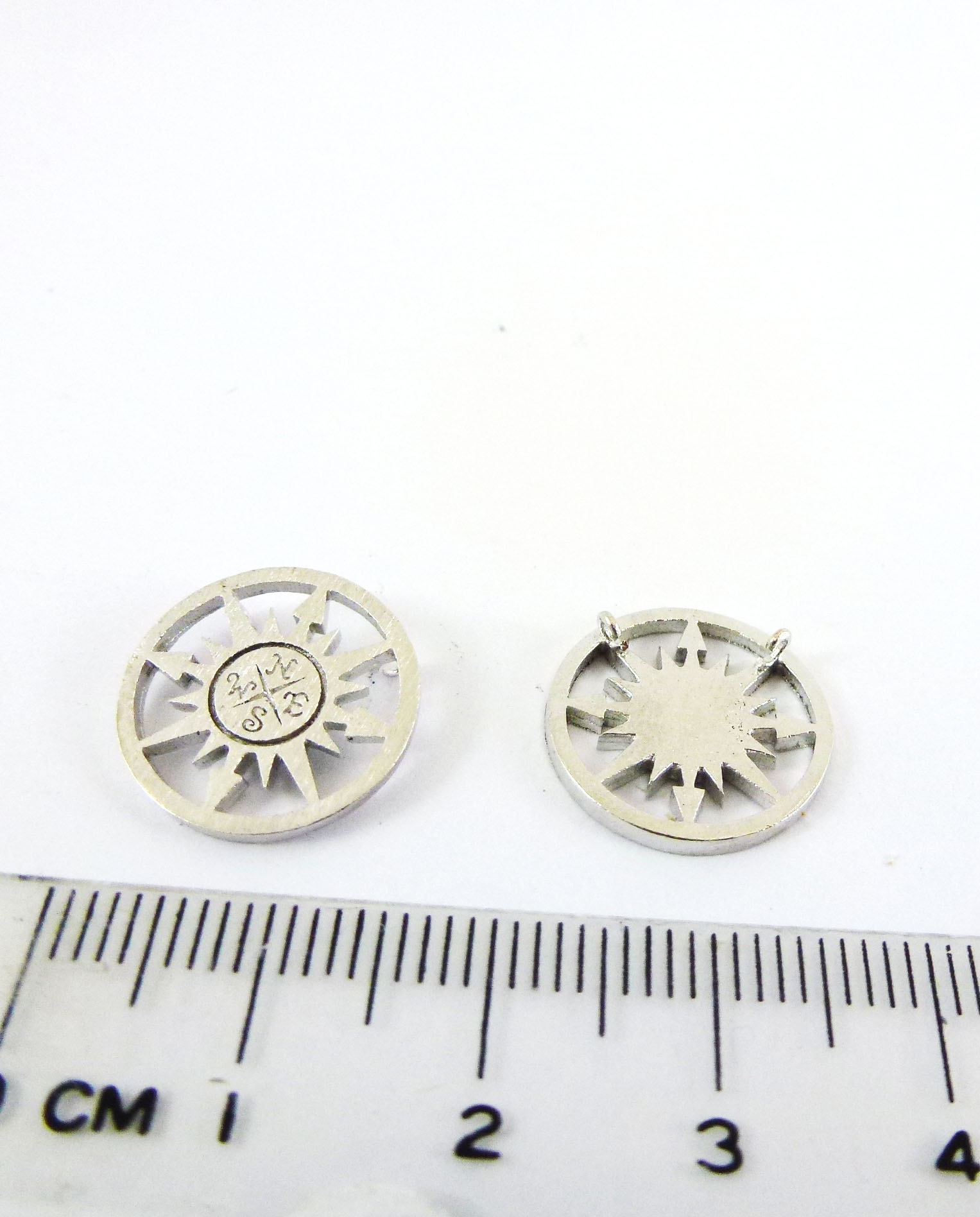 15MM銅鍍霧銀色雙孔箭頭太陽