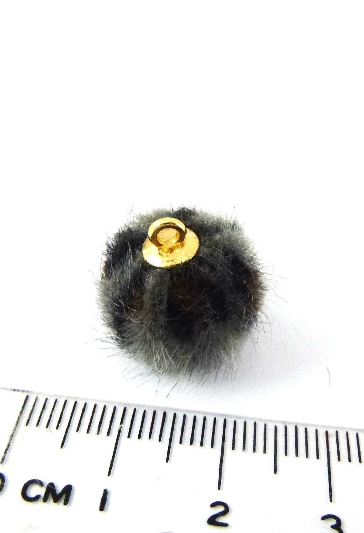 18mm銅鍍金色單孔毛球-豹紋深灰