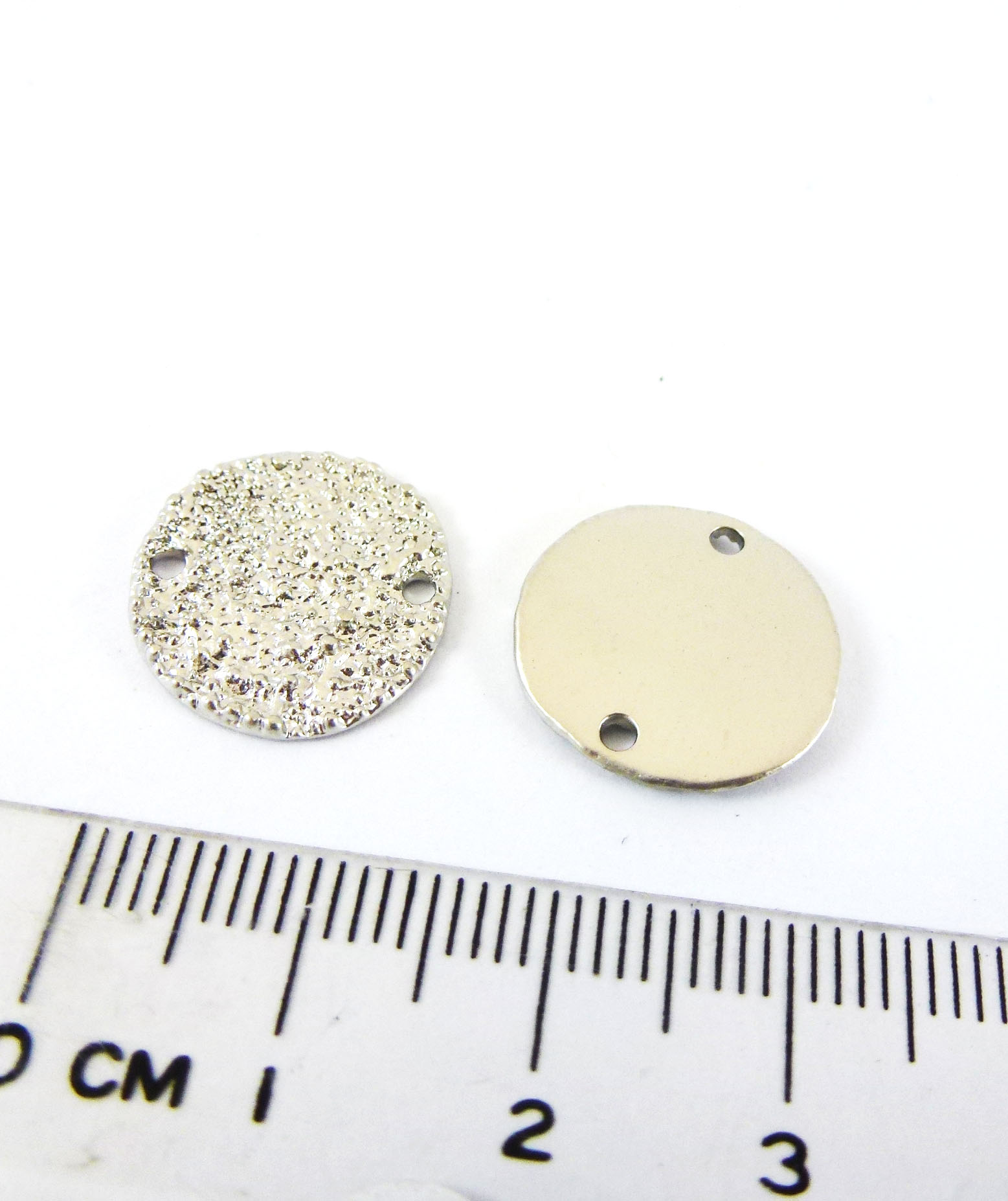 15MM銅鍍霧銀雙孔圓片