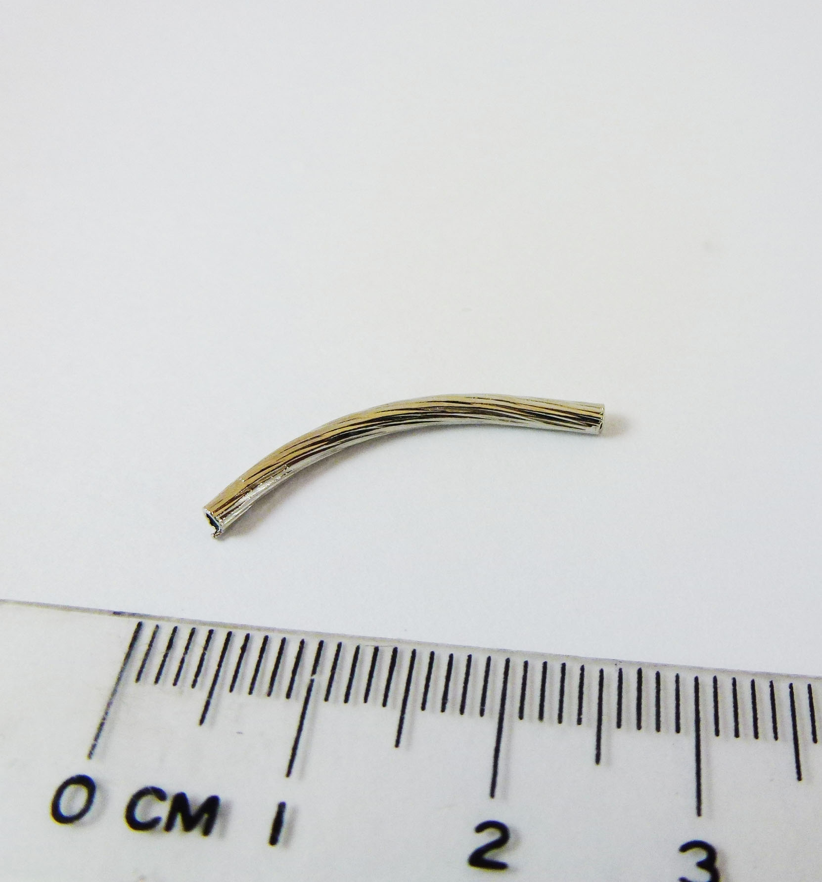 1.5x25mm銅鍍無鎳厚白K色抗敏條紋彎管